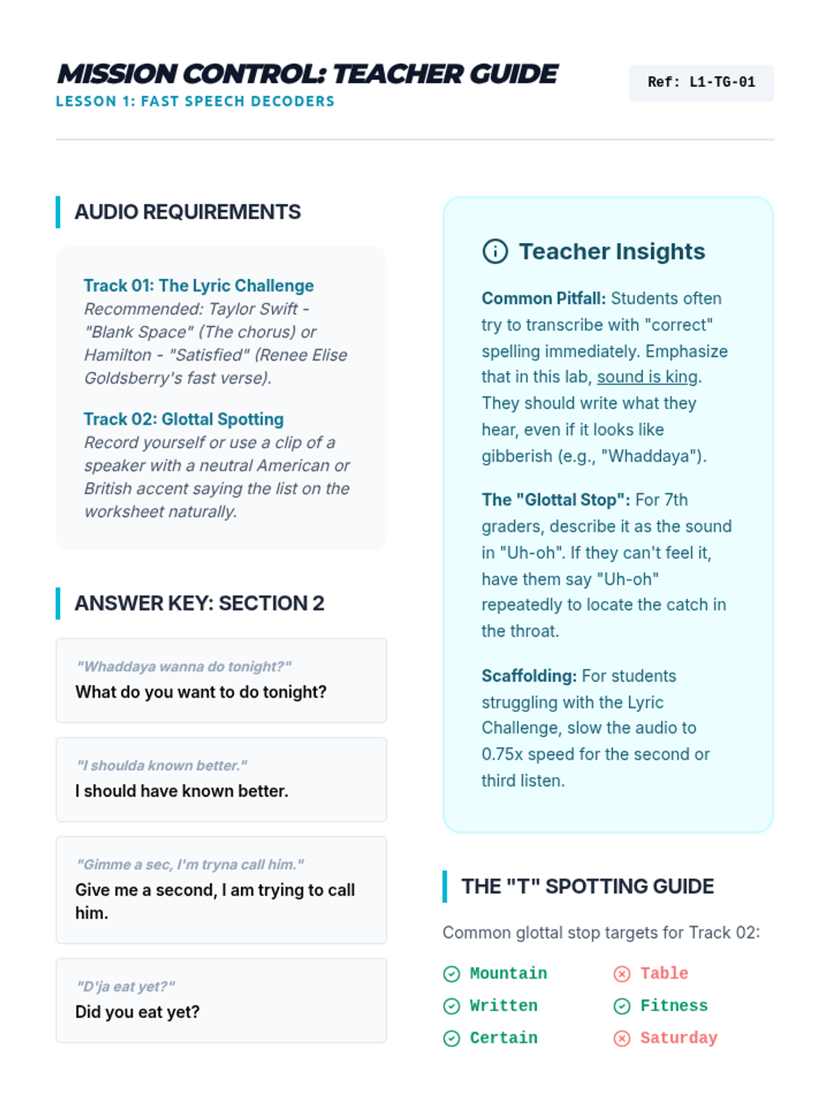 Fast Speech Teacher Guide