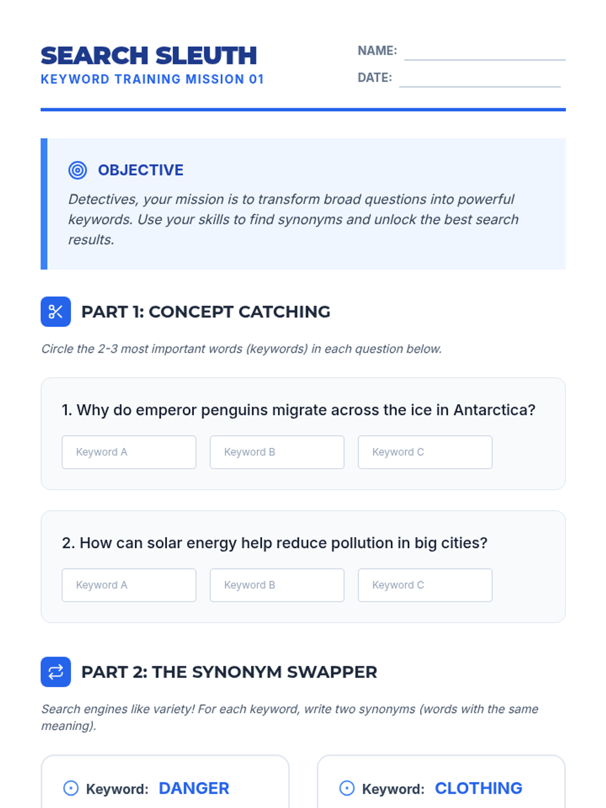 Search Sleuth Worksheet