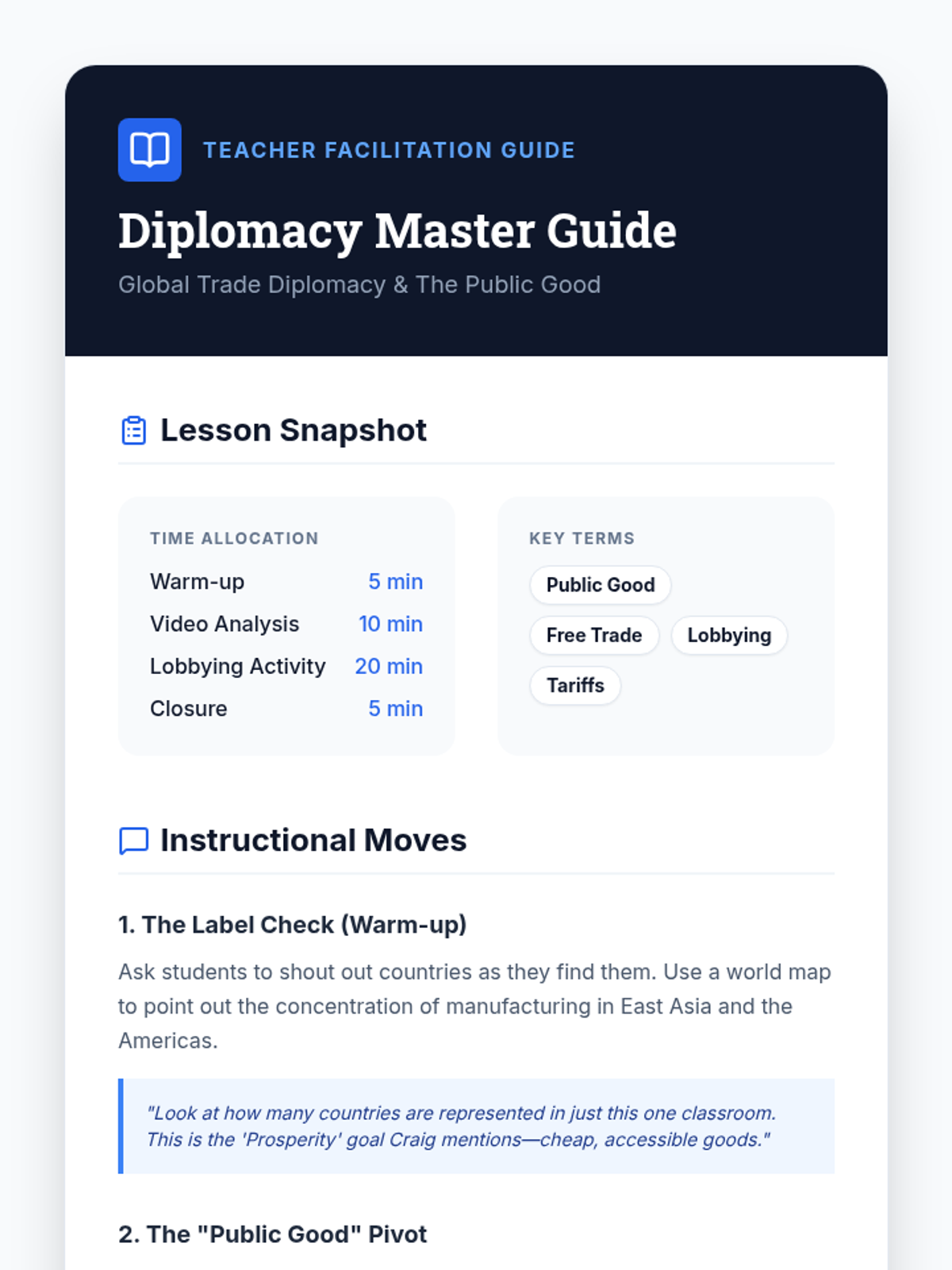 Diplomacy Master Teacher Guide • Material • Lenny Learning