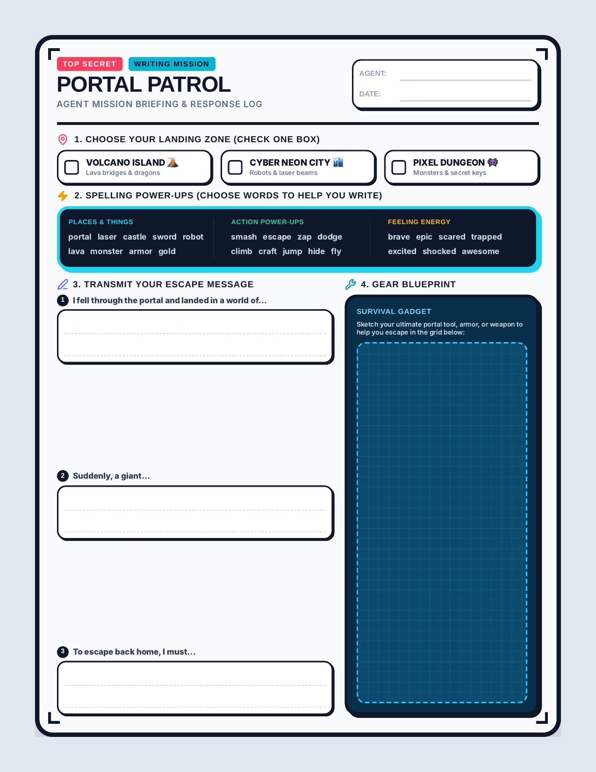 Portal Patrol Worksheet page 1