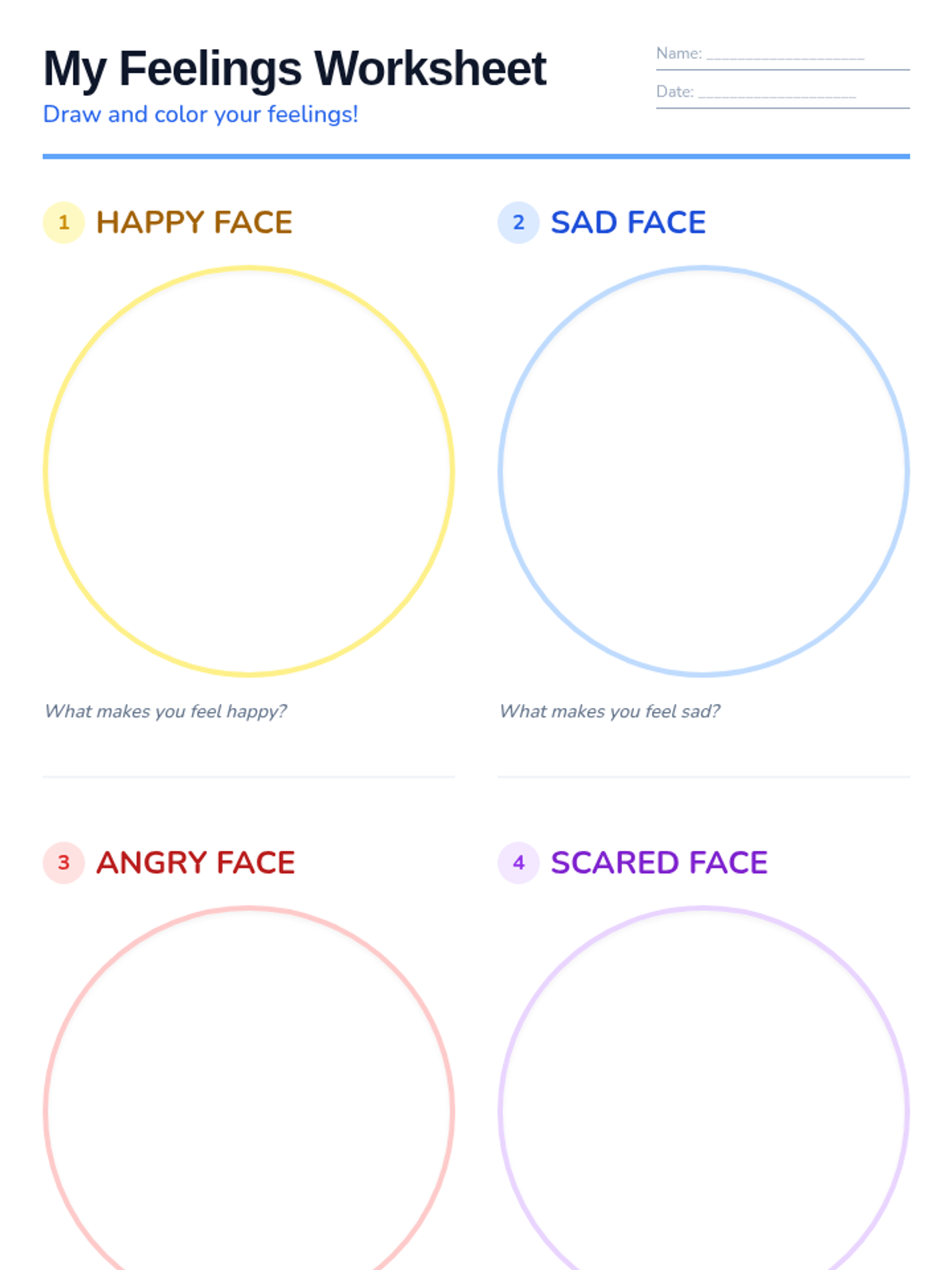 My Feelings Worksheet Handout • Material • Lenny Learning