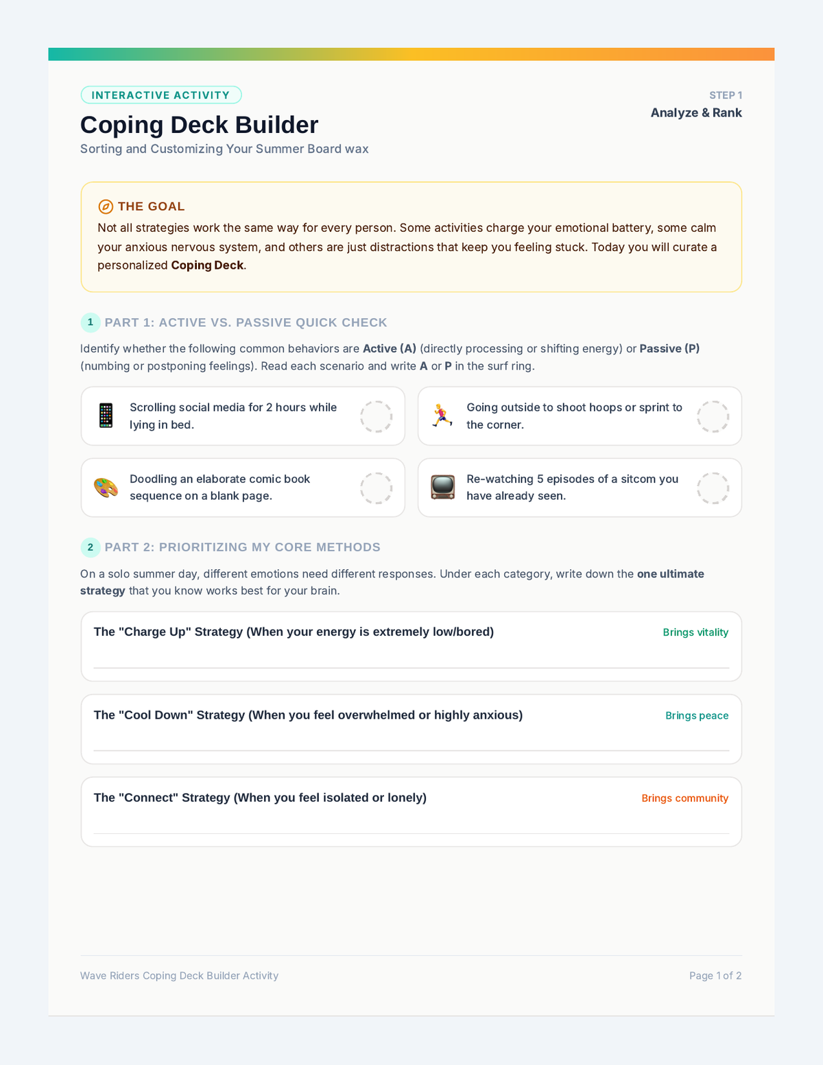 Wave Riders Activity page 1