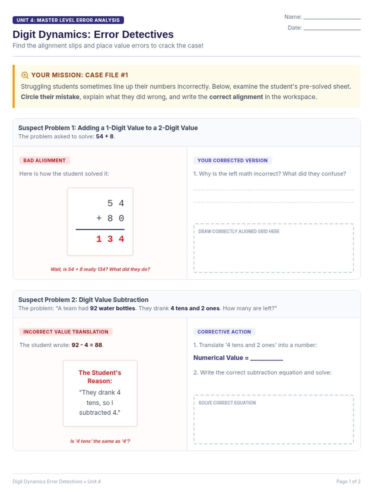 Digit Dynamics Error Detectives