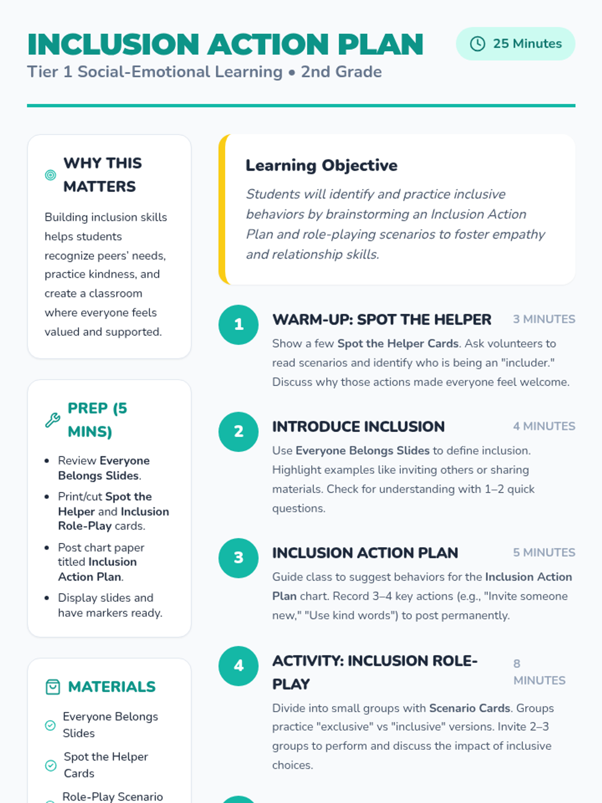 Inclusion Action Plan Lesson Plan • Material • Lenny Learning