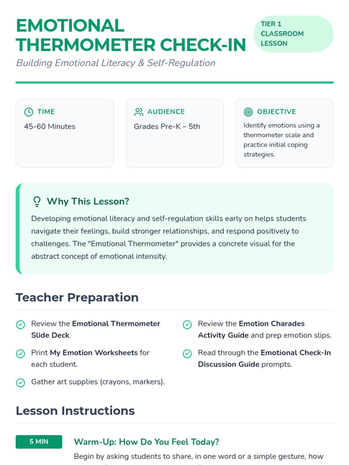 Emotional Thermometer Lesson Plan • Material • Lenny Learning