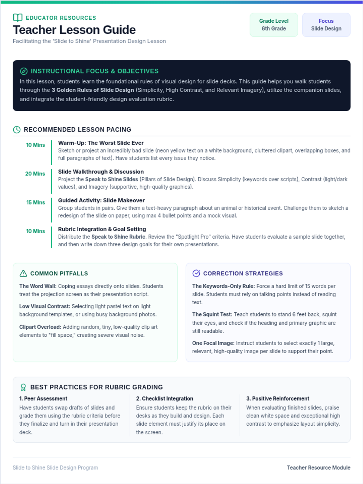 Speak to Shine Teacher Guide