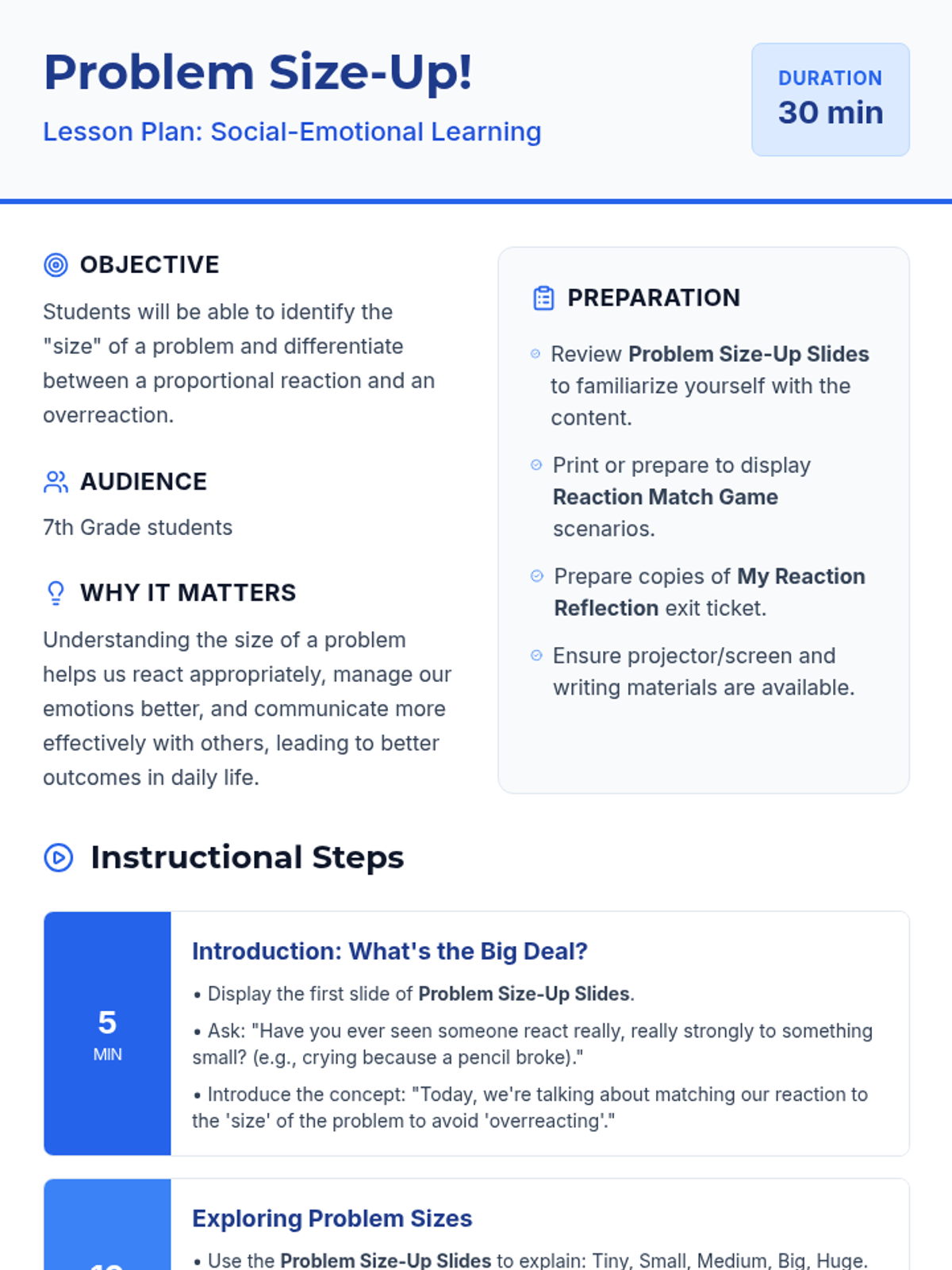 Problem Size-Up • Lesson • Lenny Learning