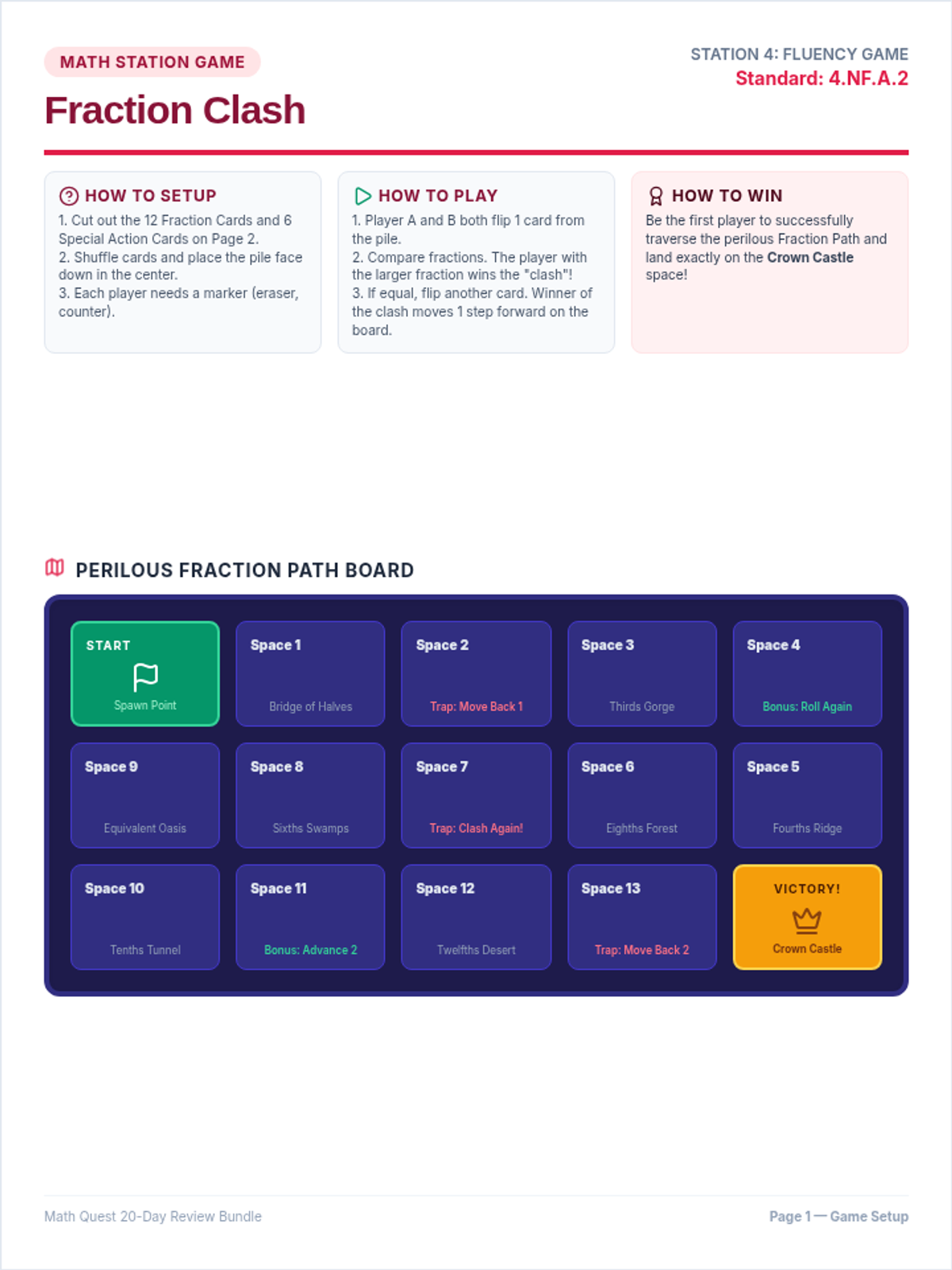 Fraction Force Game Cards