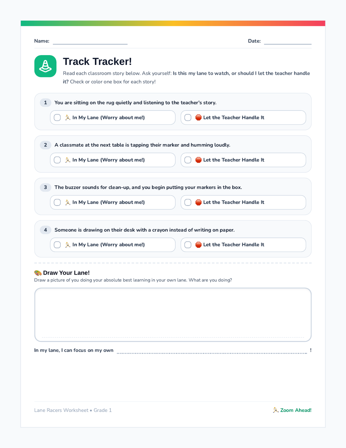 Track Tracker Worksheet page 1