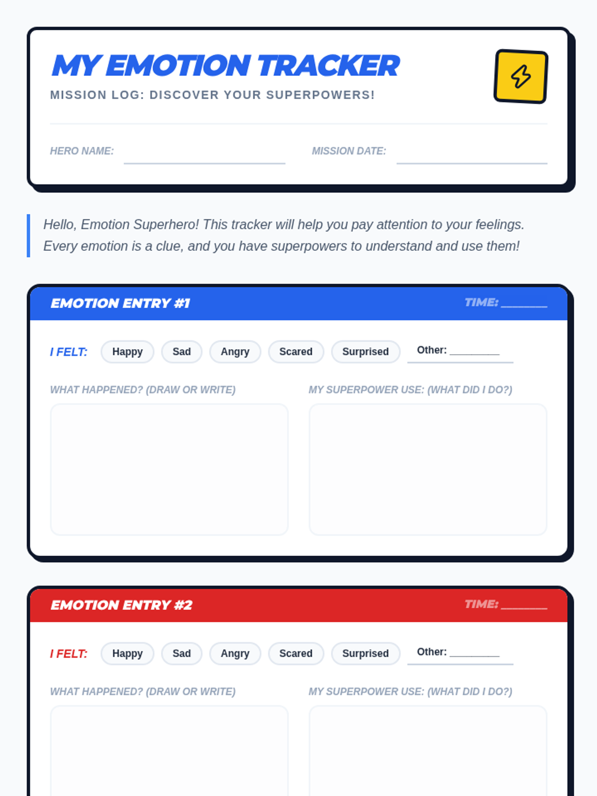 My Emotion Tracker Worksheet • Material • Lenny Learning