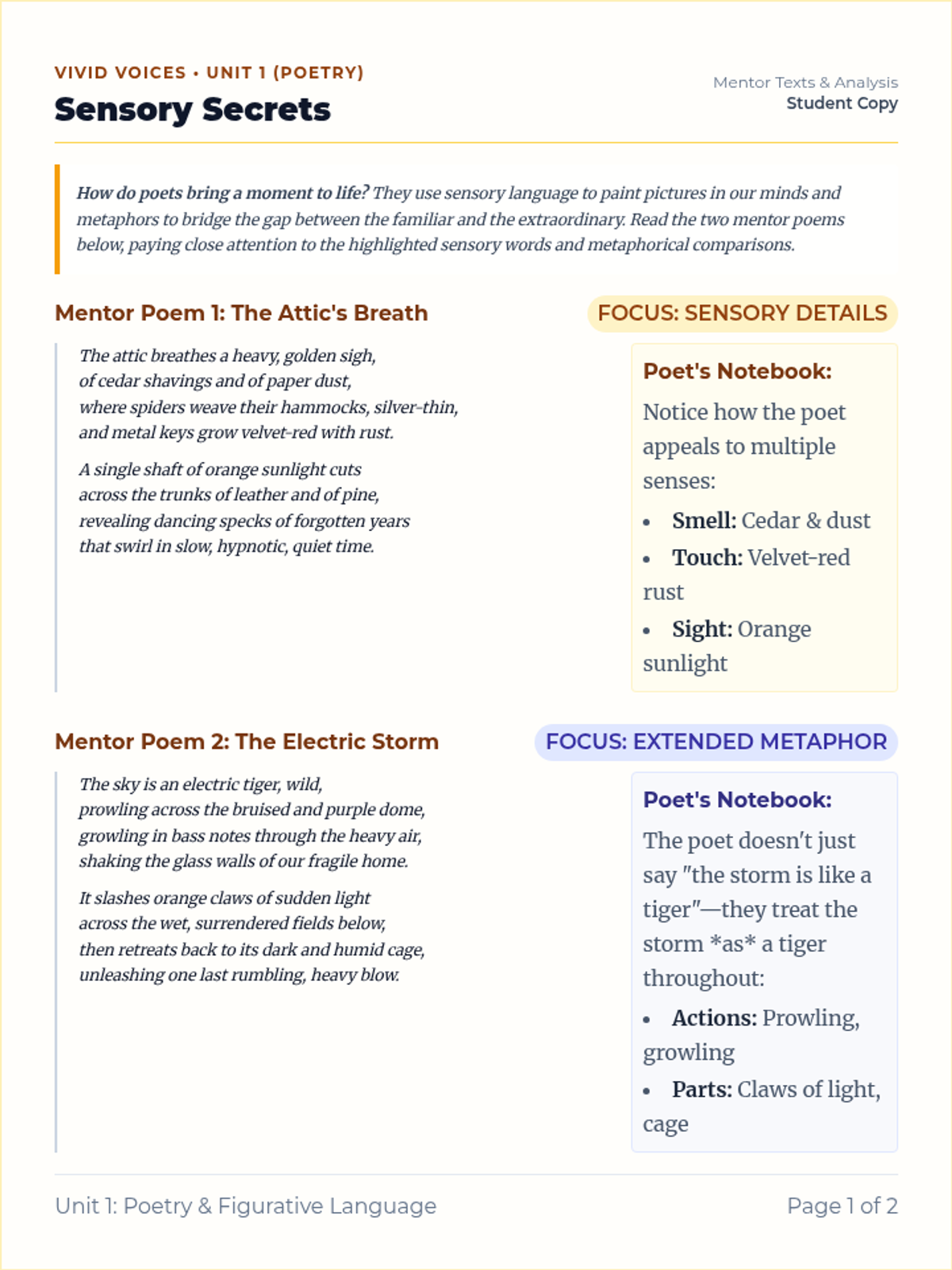 Sensory Secrets Mentor Texts
