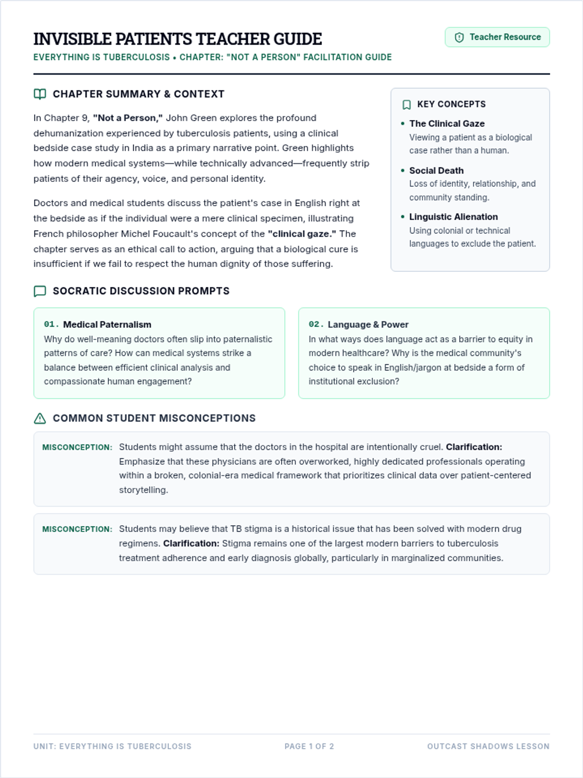 Invisible Patients Teacher Guide
