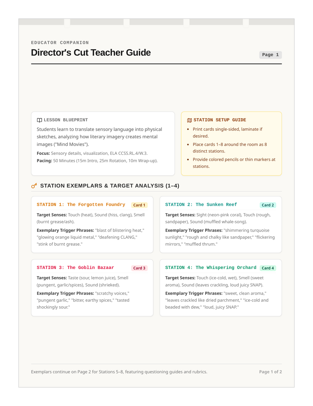 Directors Cut Teacher Guide page 1