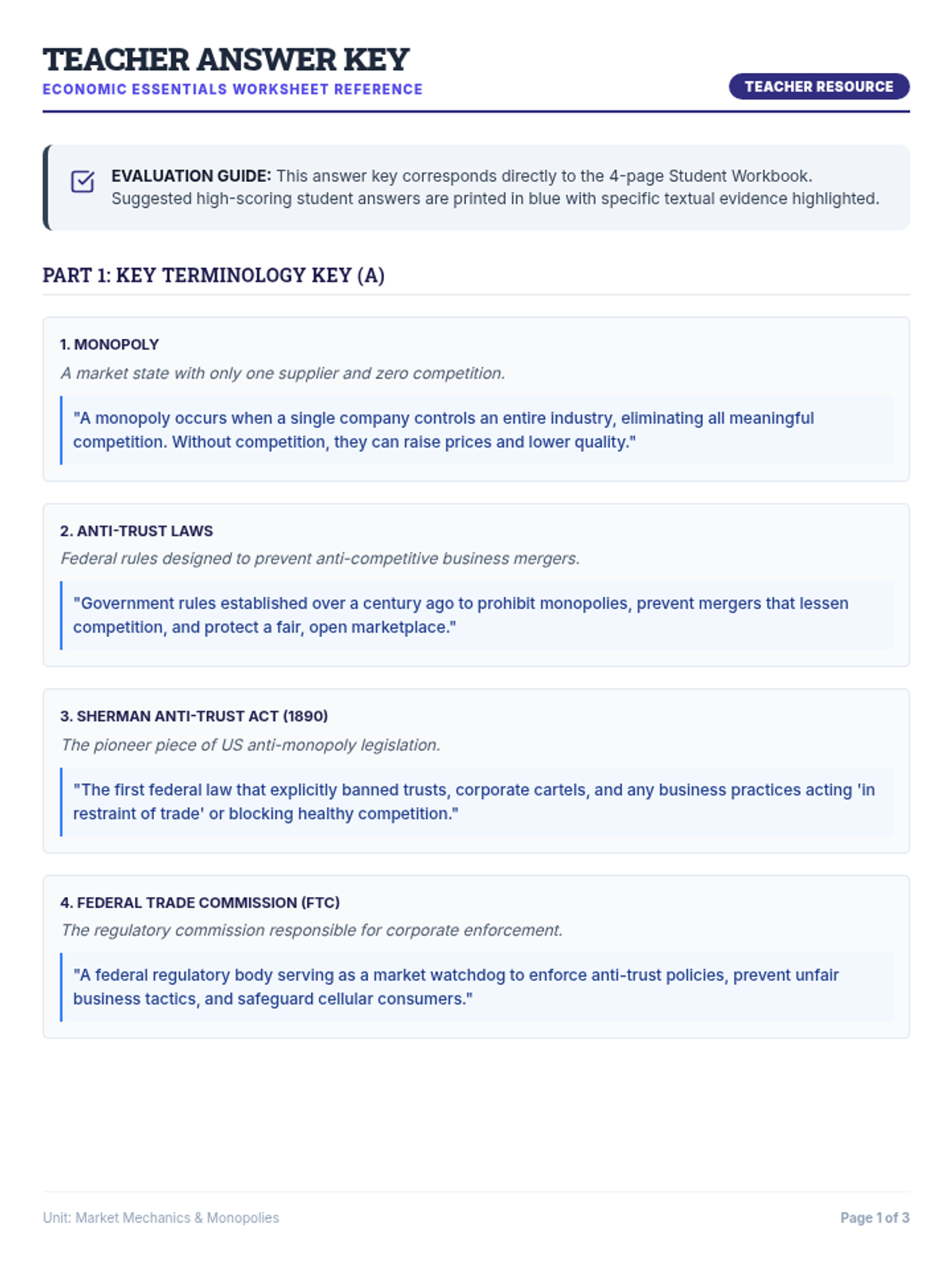 Economic Essentials Answer Key