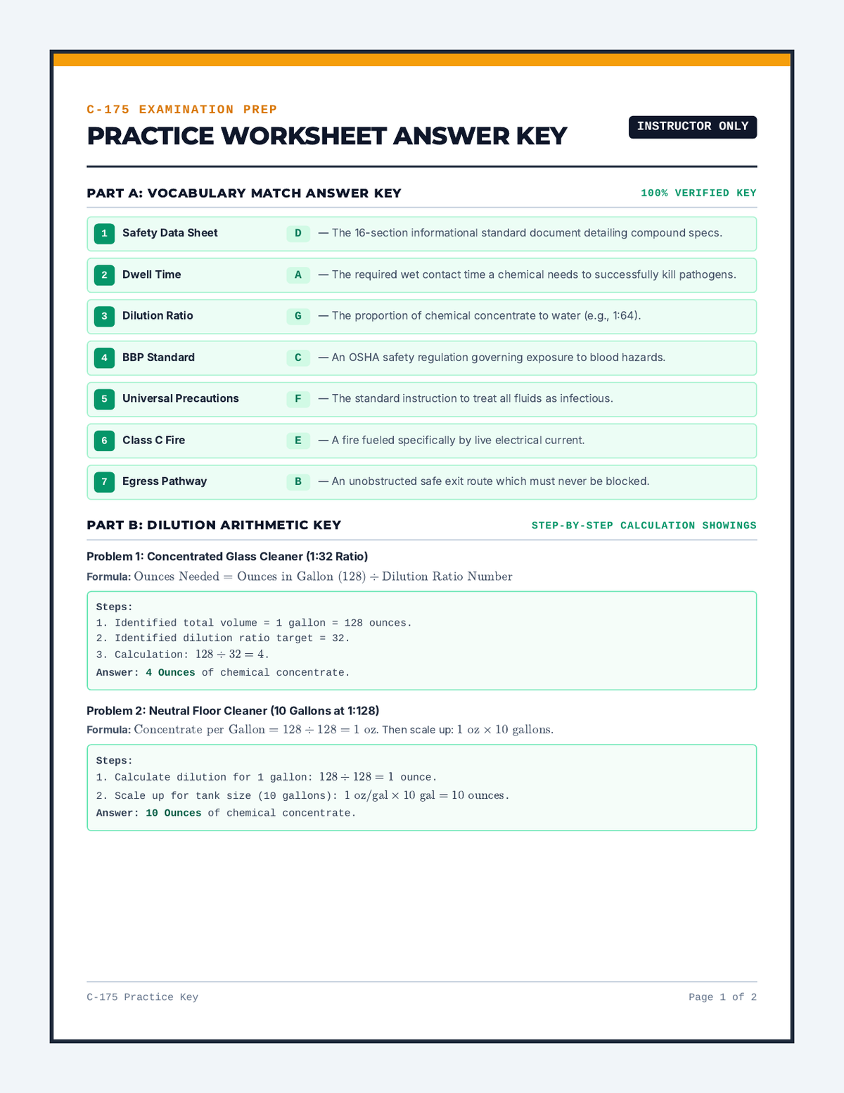 C175 Practice Answer Key page 1