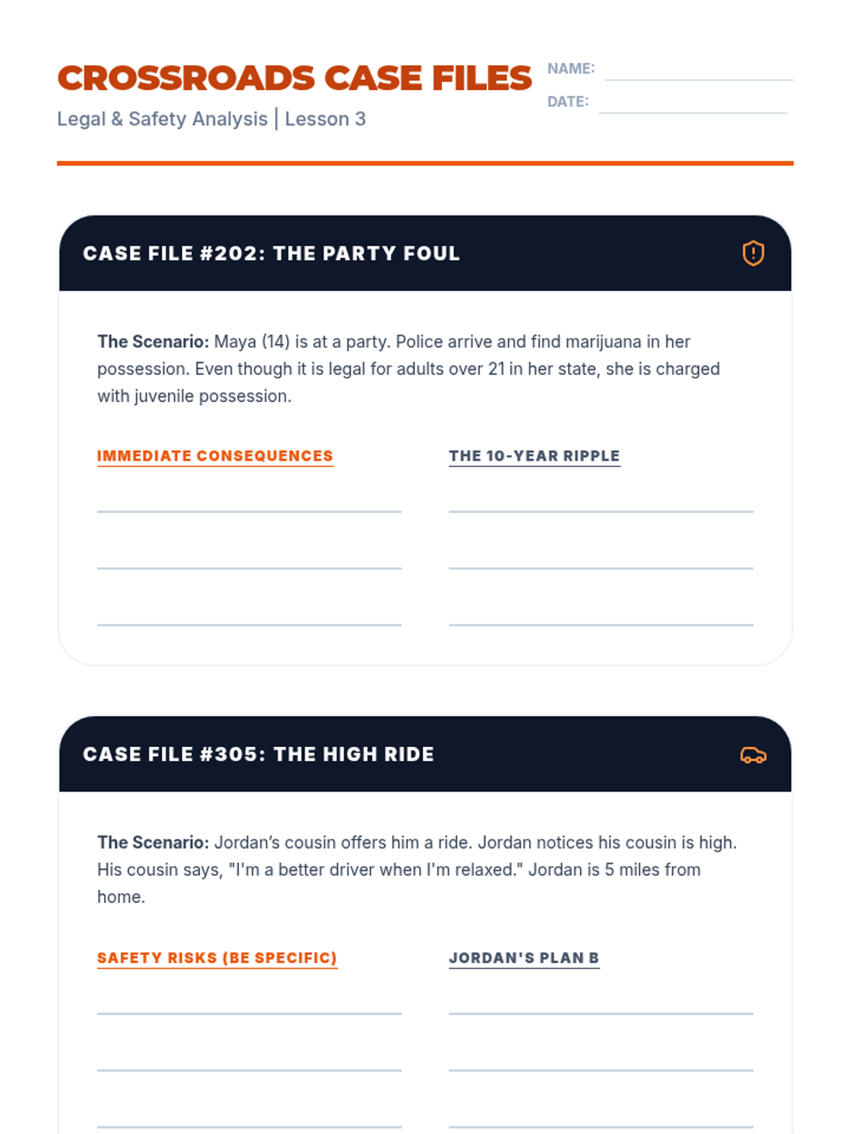 Crossroads Case Files Worksheet Slice • Material • Lenny Learning