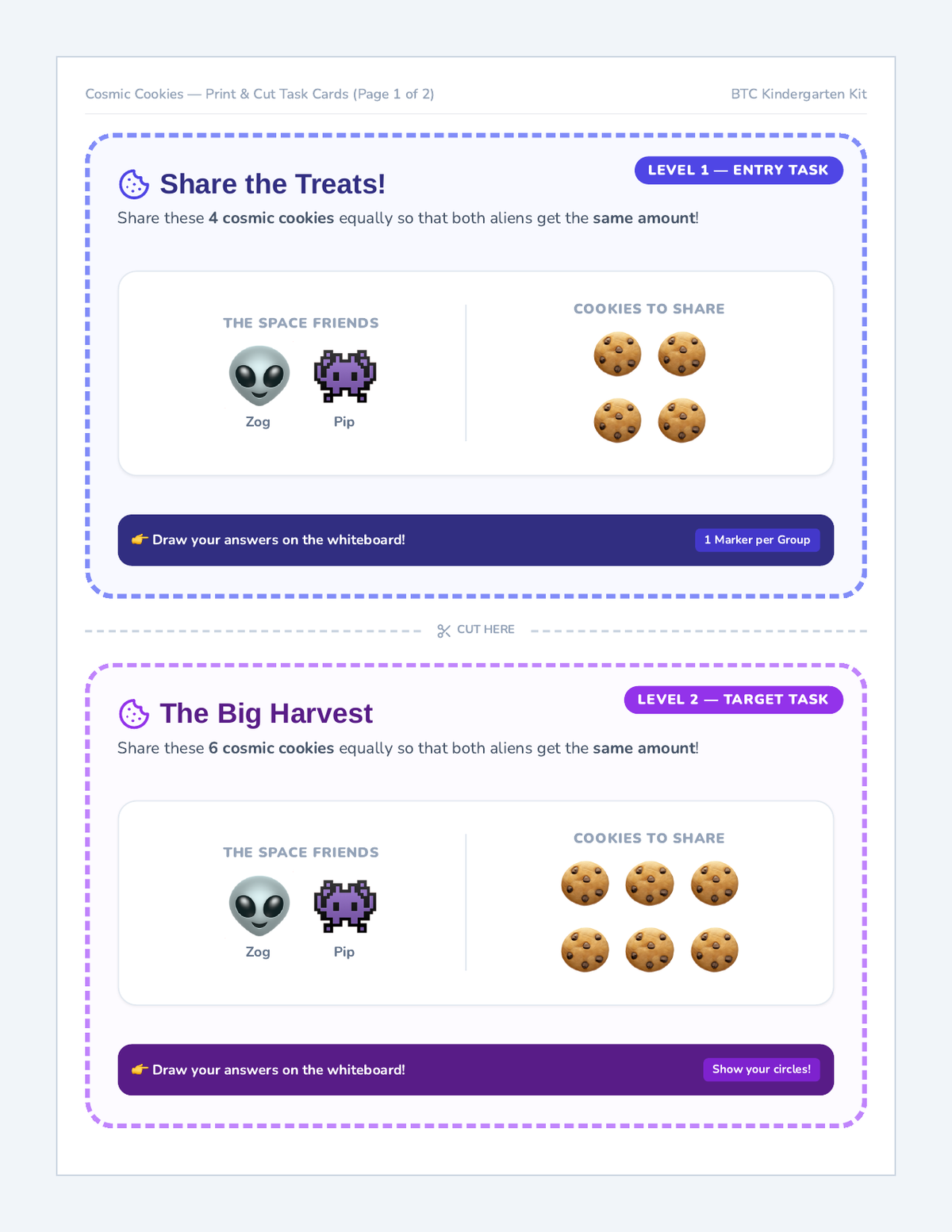 Cosmic Cookies Task Cards page 1