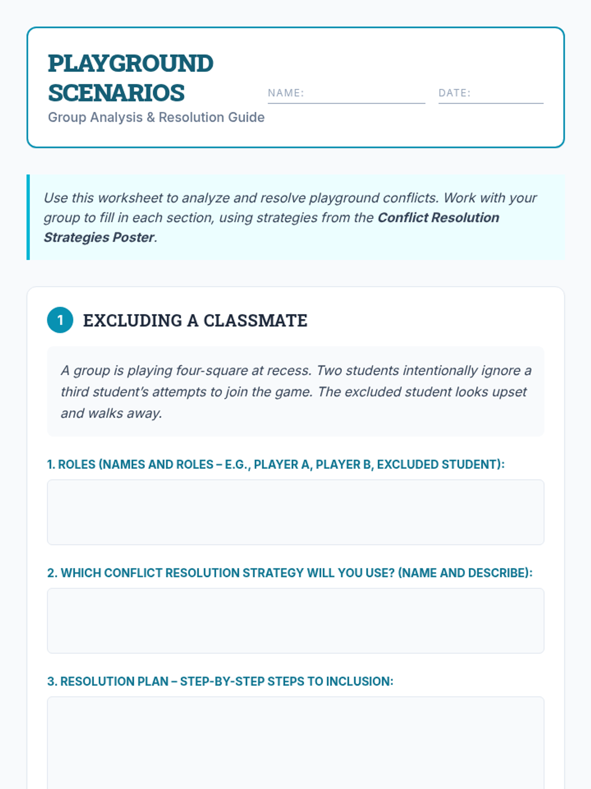 Using Else If Playgrounds Answers.pdf Playground Scenarios Worksheet • Material • Lenny.com