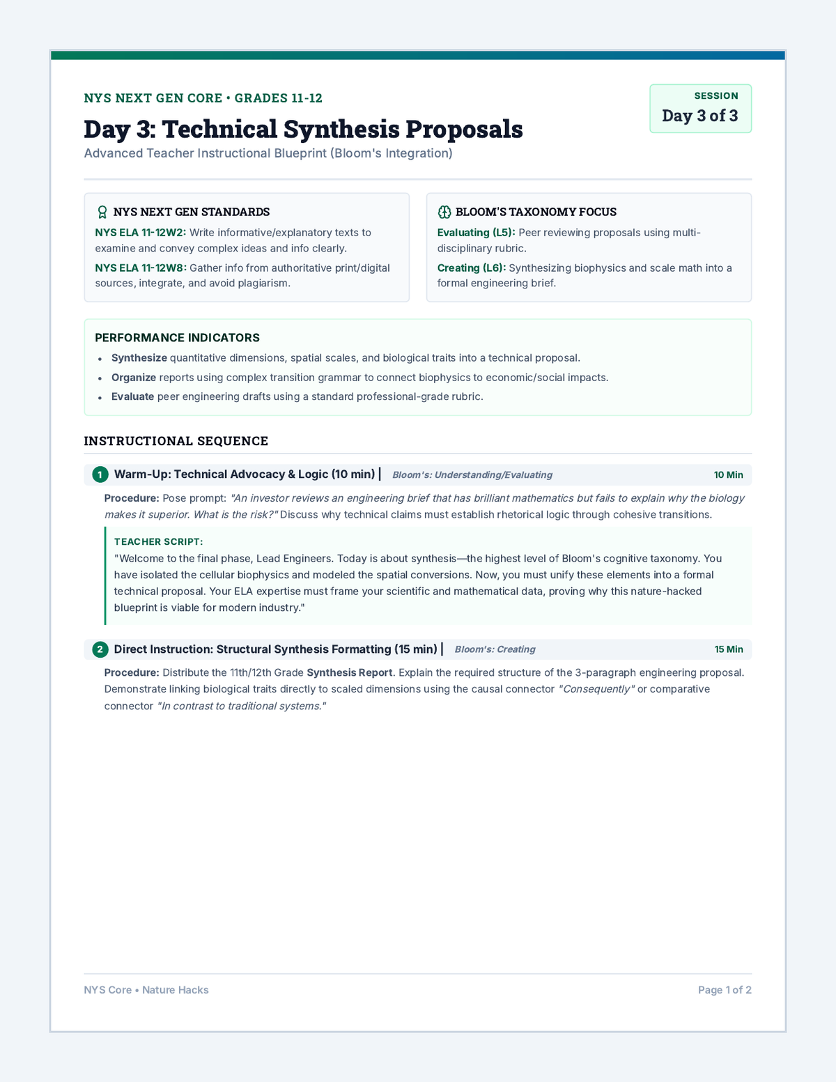 Pitch Paper Teacher Guide page 1