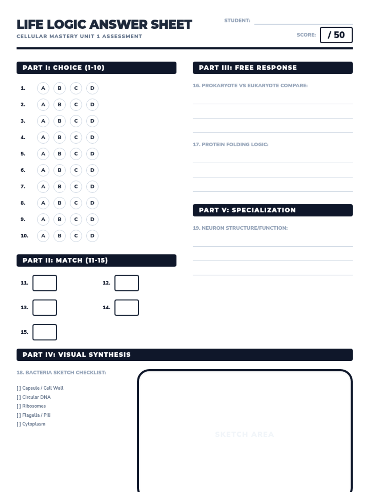 Life Logic Answer Sheet