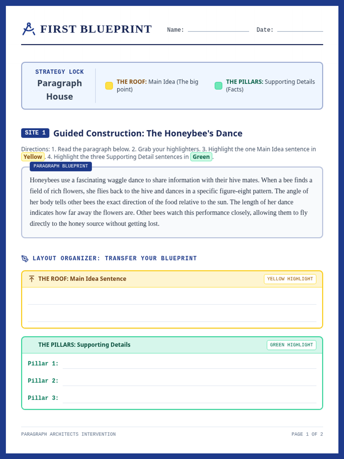 First Blueprint Worksheet