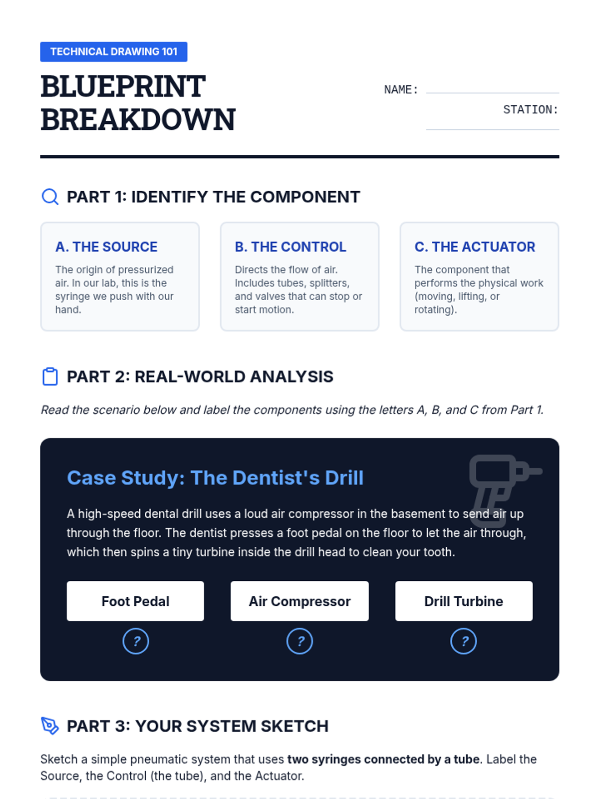 Blueprint Dimensions Worksheet.pdf Blueprint Breakdown Worksheet • Material • Lenny Learning