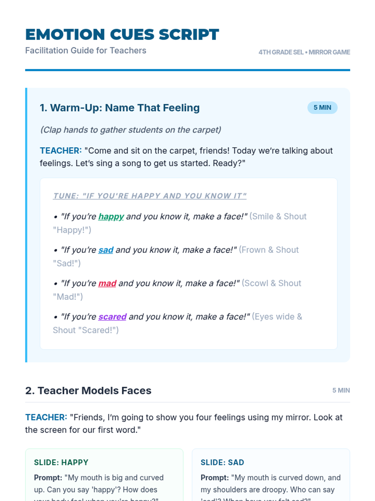 Feelings Faces Mirror Game • Lesson • Lenny Learning