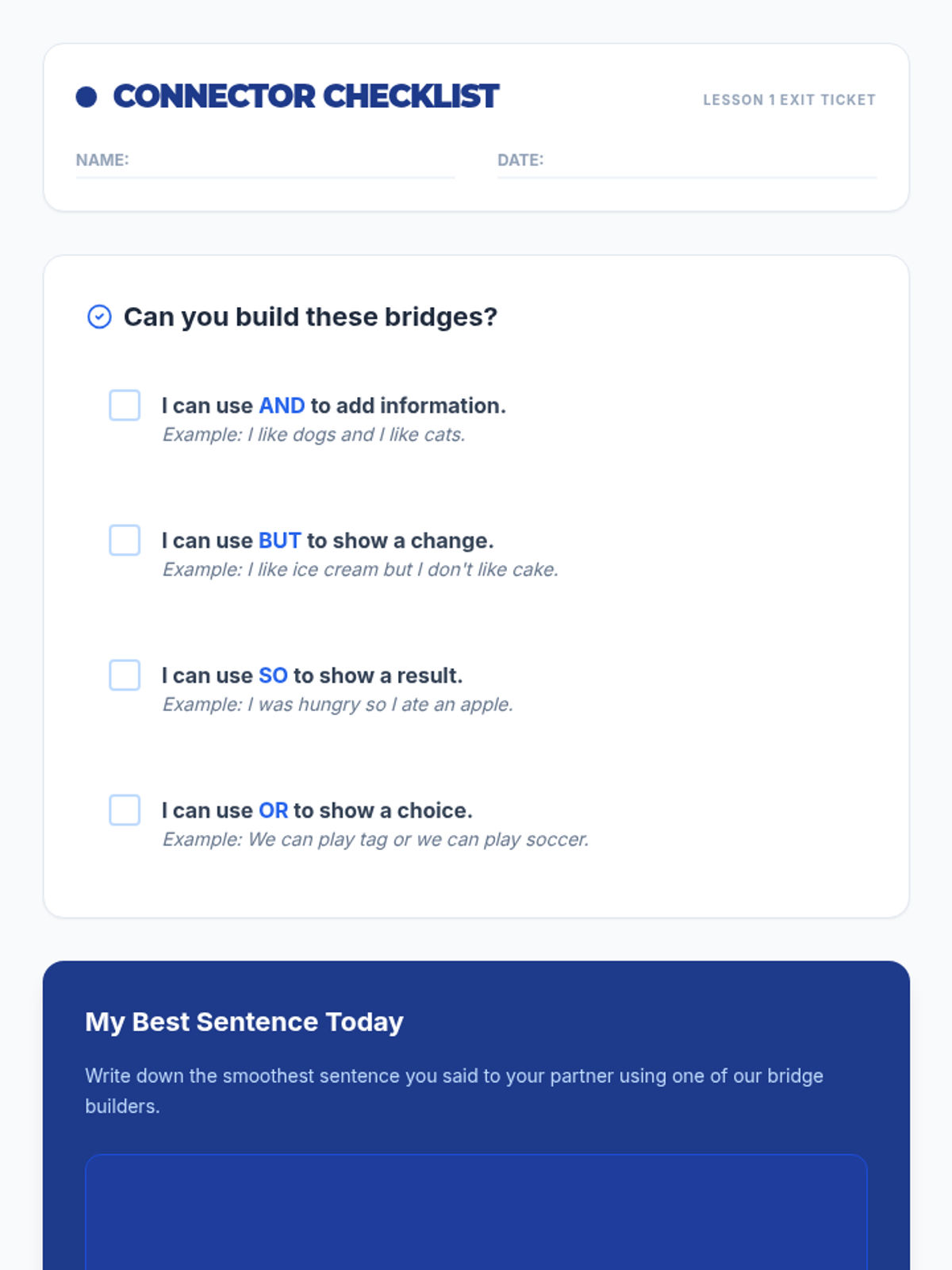 Connector Checklist