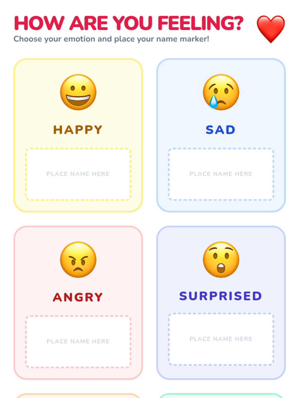 Feelings Chart Visual • Material • Lenny Learning