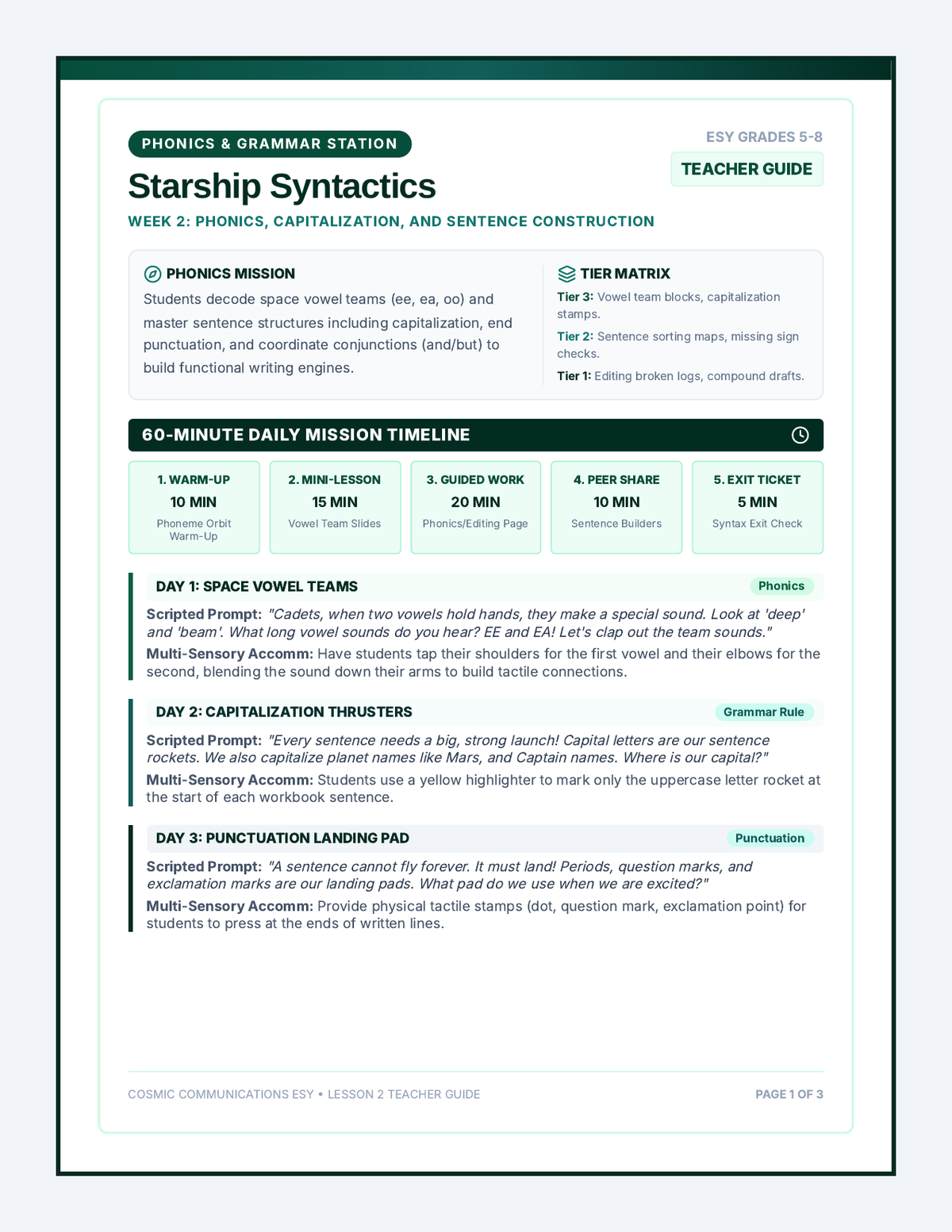 Starship Syntactics Teacher Guide page 1