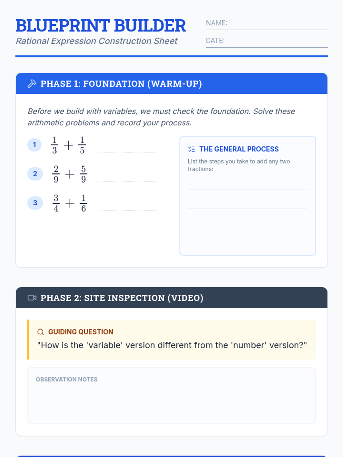 Blueprint Dimensions Worksheet.pdf Blueprint Builder Worksheet • Material • Lenny Learning