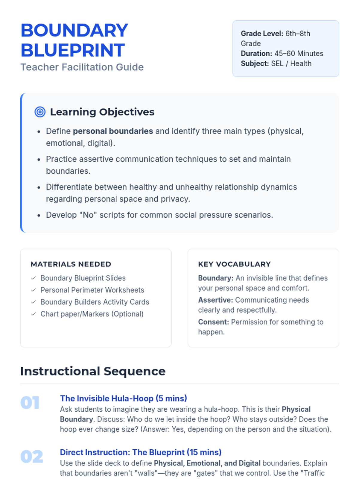 Boundary Blueprint Teacher Guide • Material • Lenny Learning