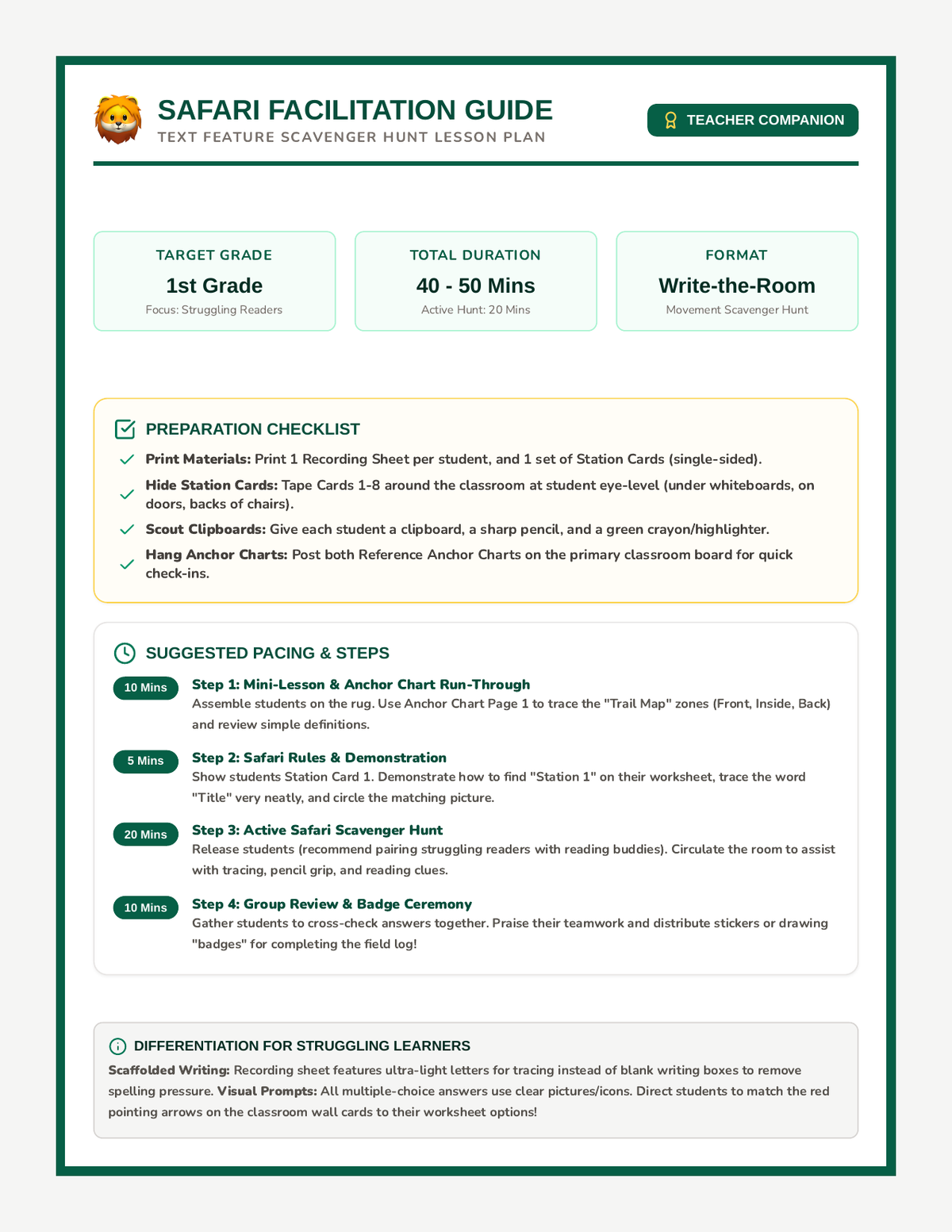 Safari Teacher Guide page 1