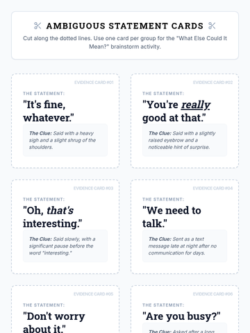 Ambiguous Statement Cards Discussion Handout • Material • Lenny.com