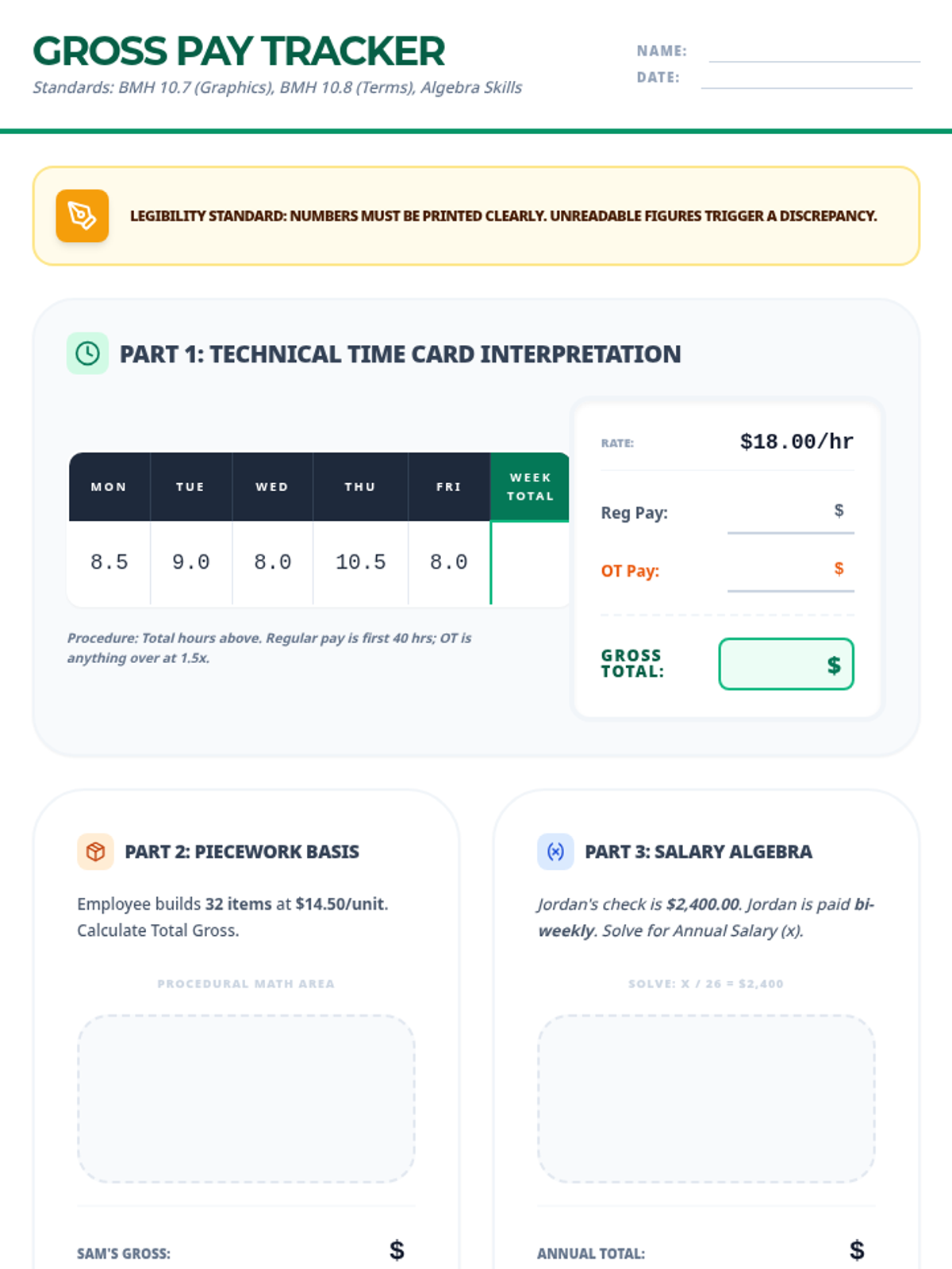 Gross Pay Tracker Worksheet