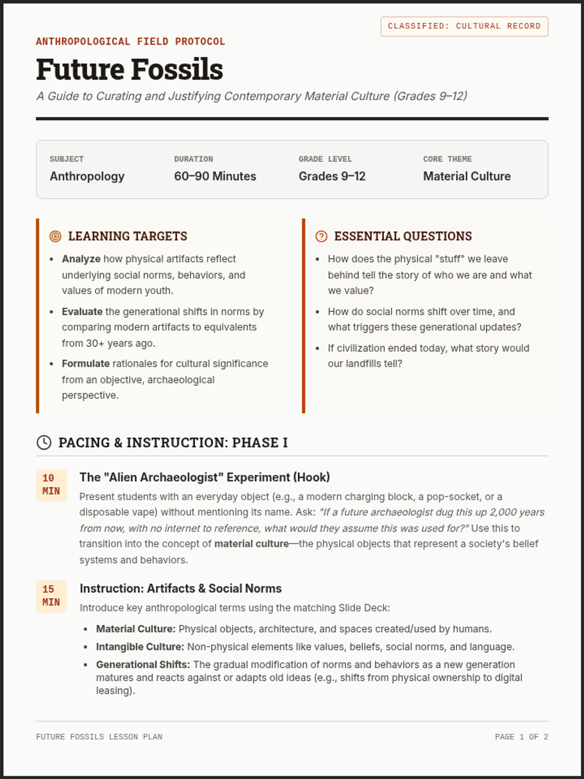 Future Fossils Teacher Guide
