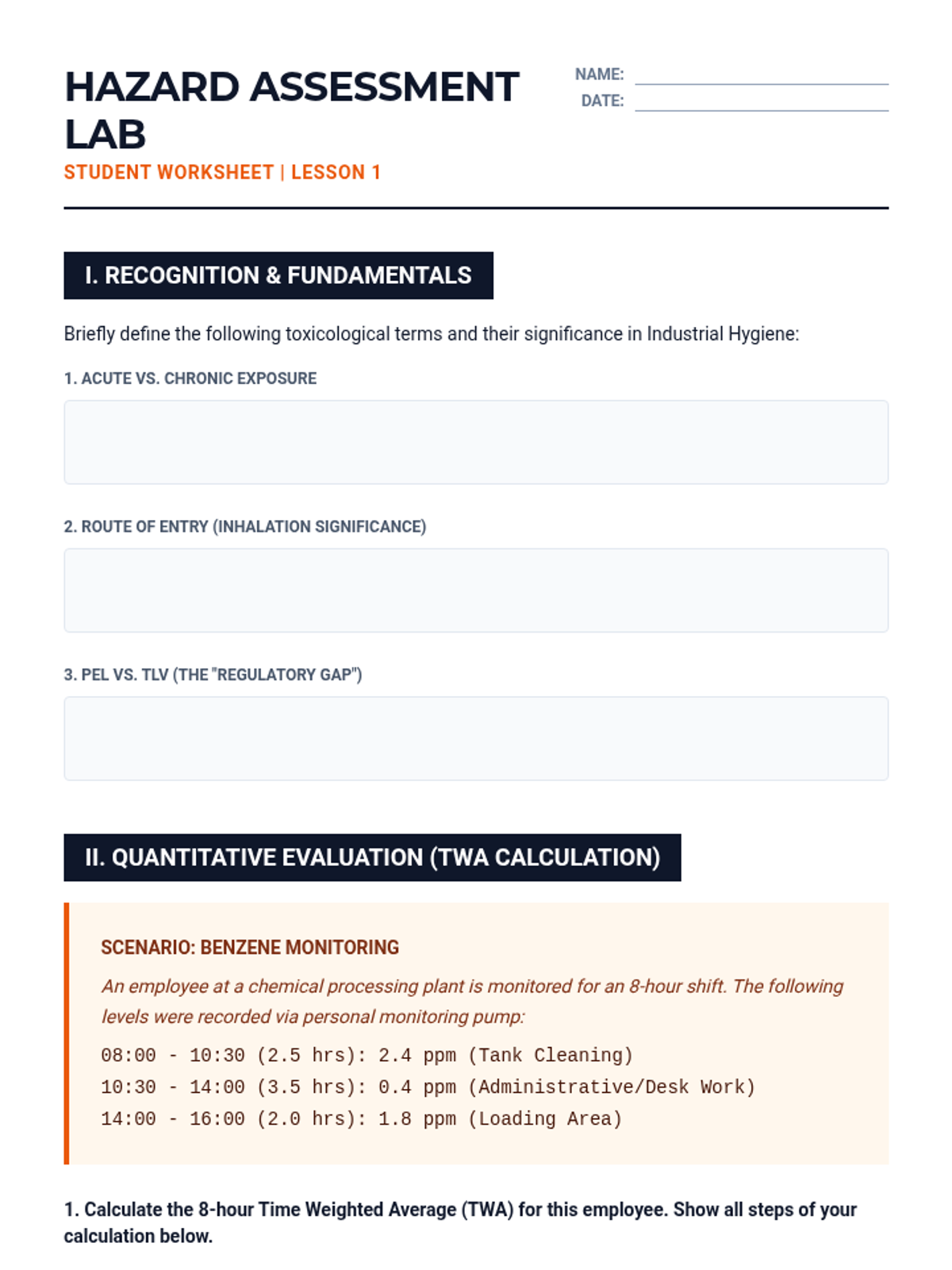 PEL Analysis Worksheet