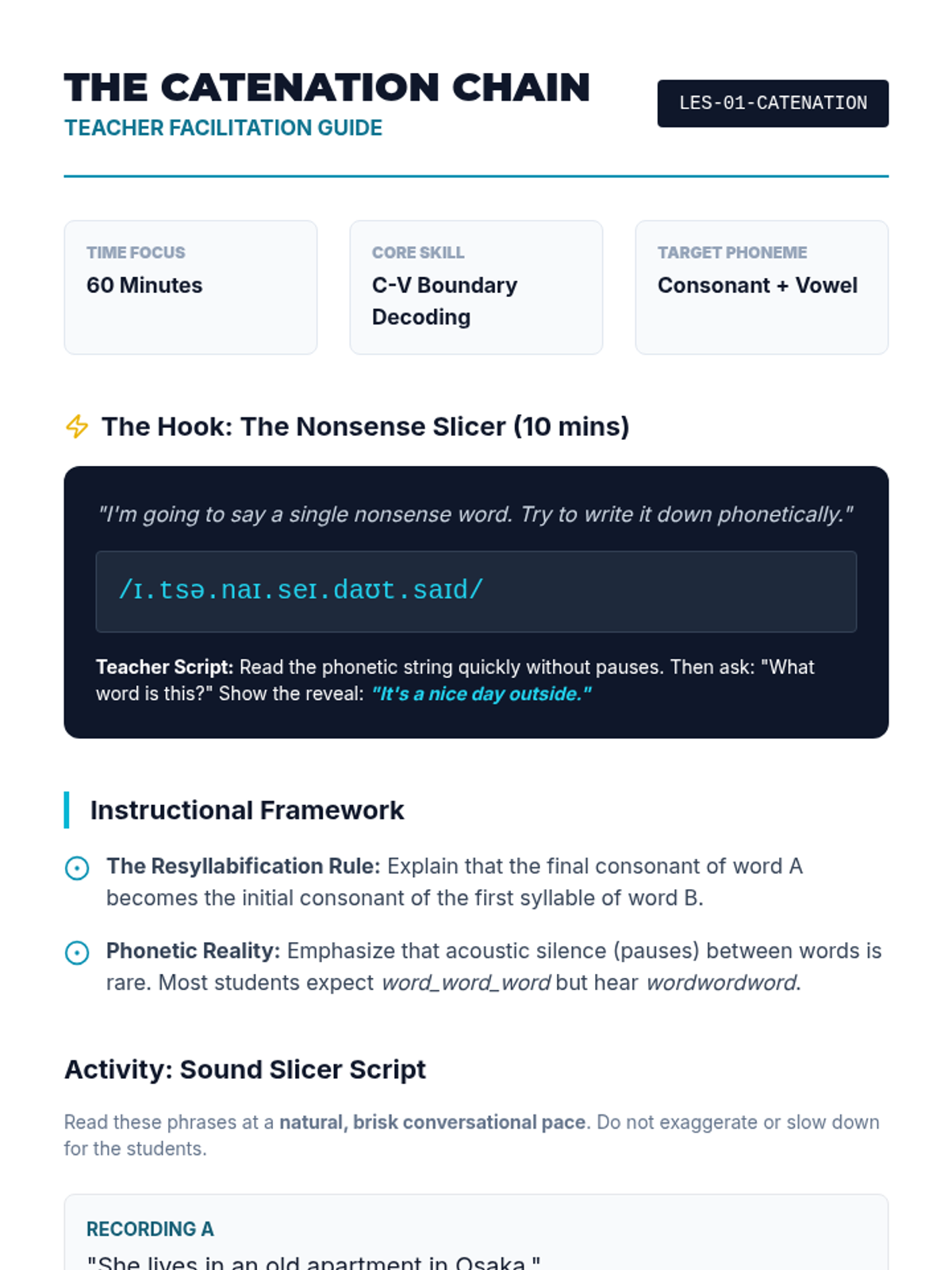 Catenation Teacher Guide
