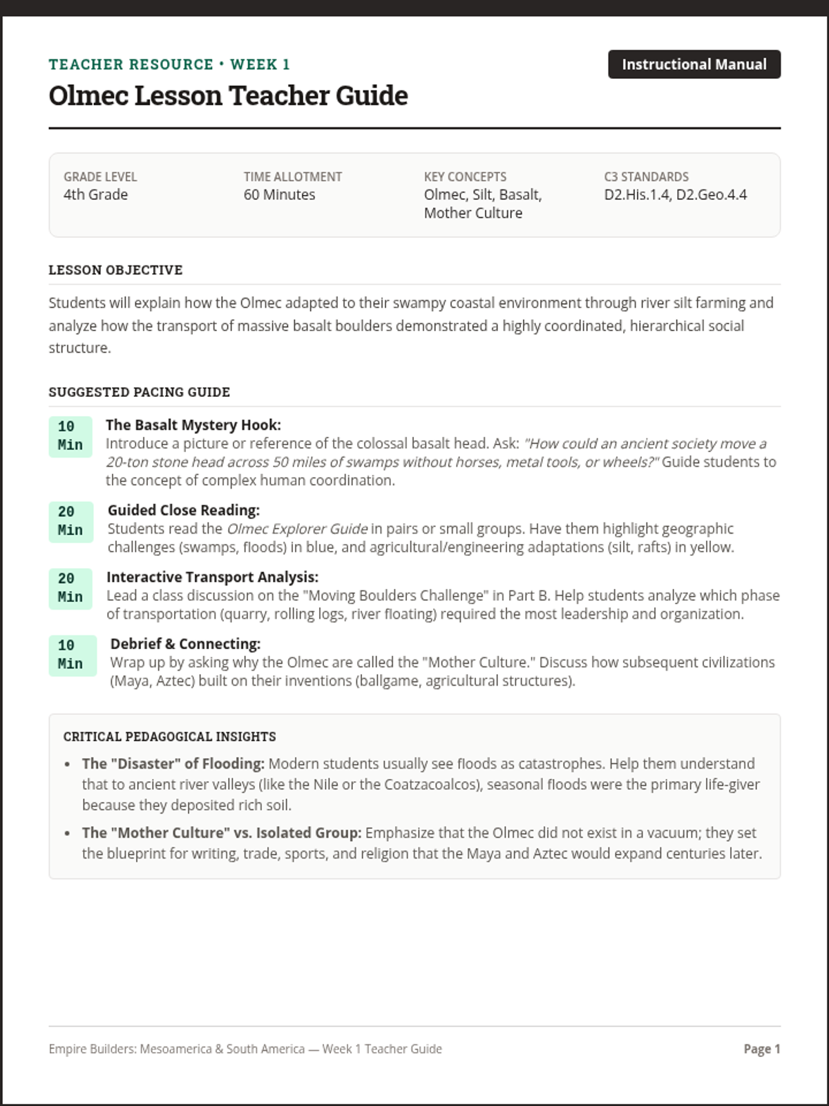 Olmec Teacher Guide