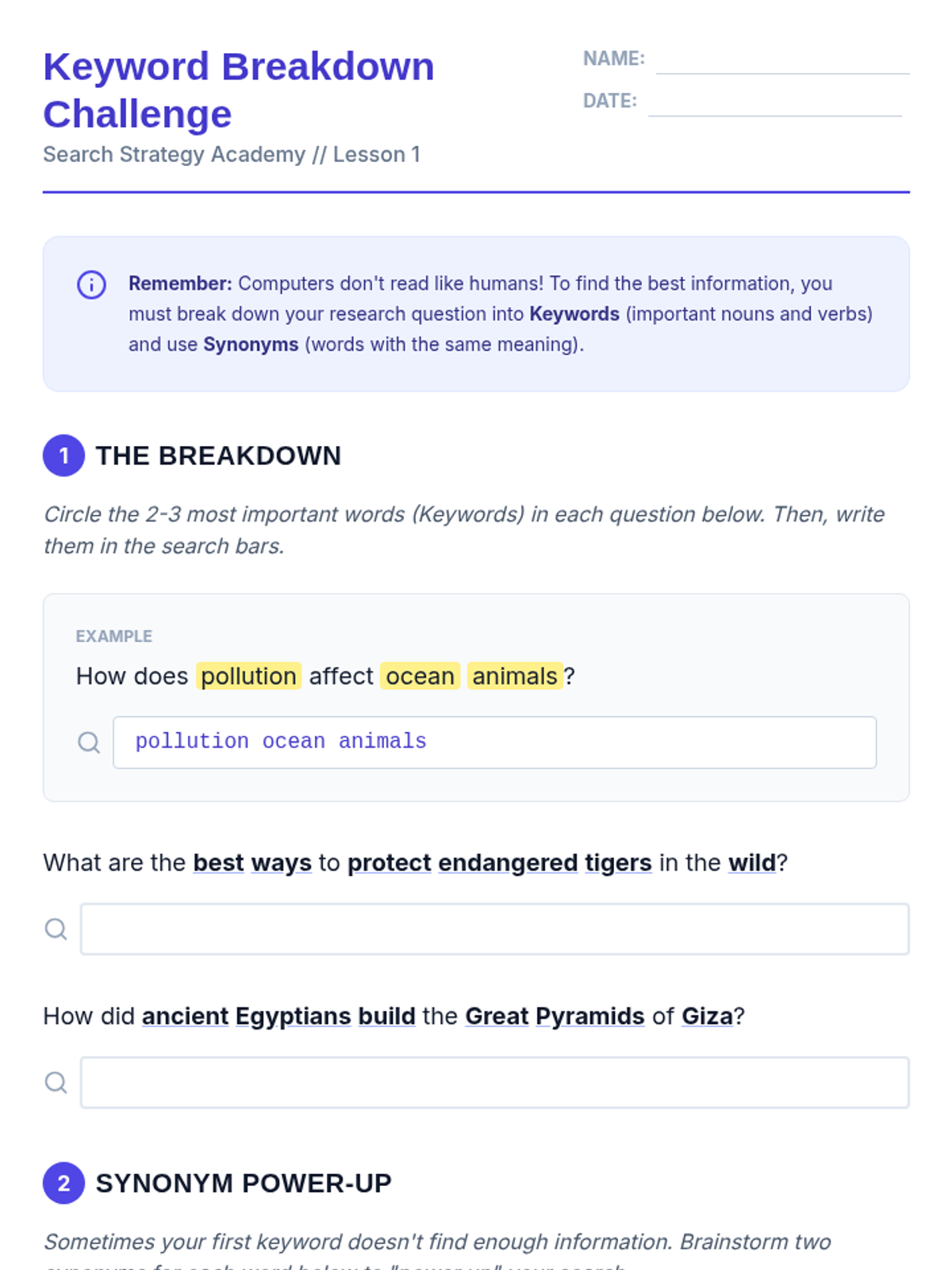 Keyword Breakdown Challenge