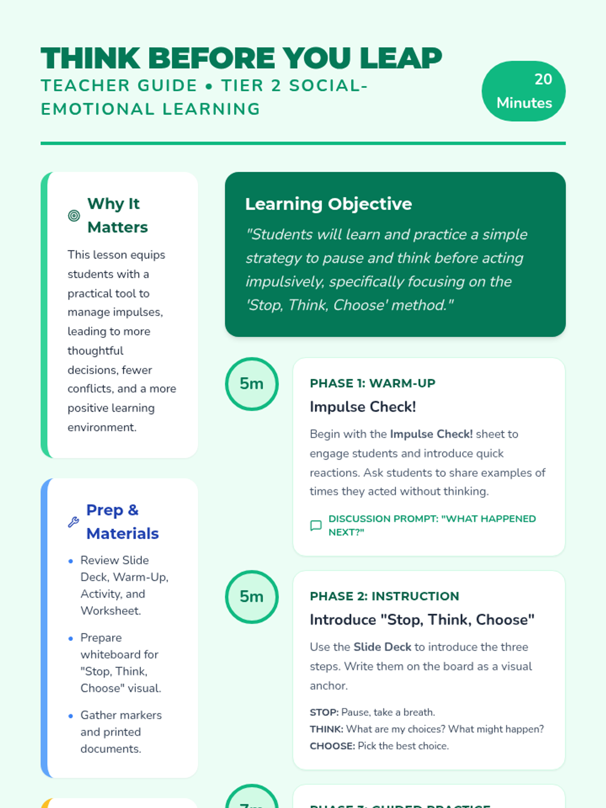 Think Before Leap Lesson Plan • Material • Lenny Learning