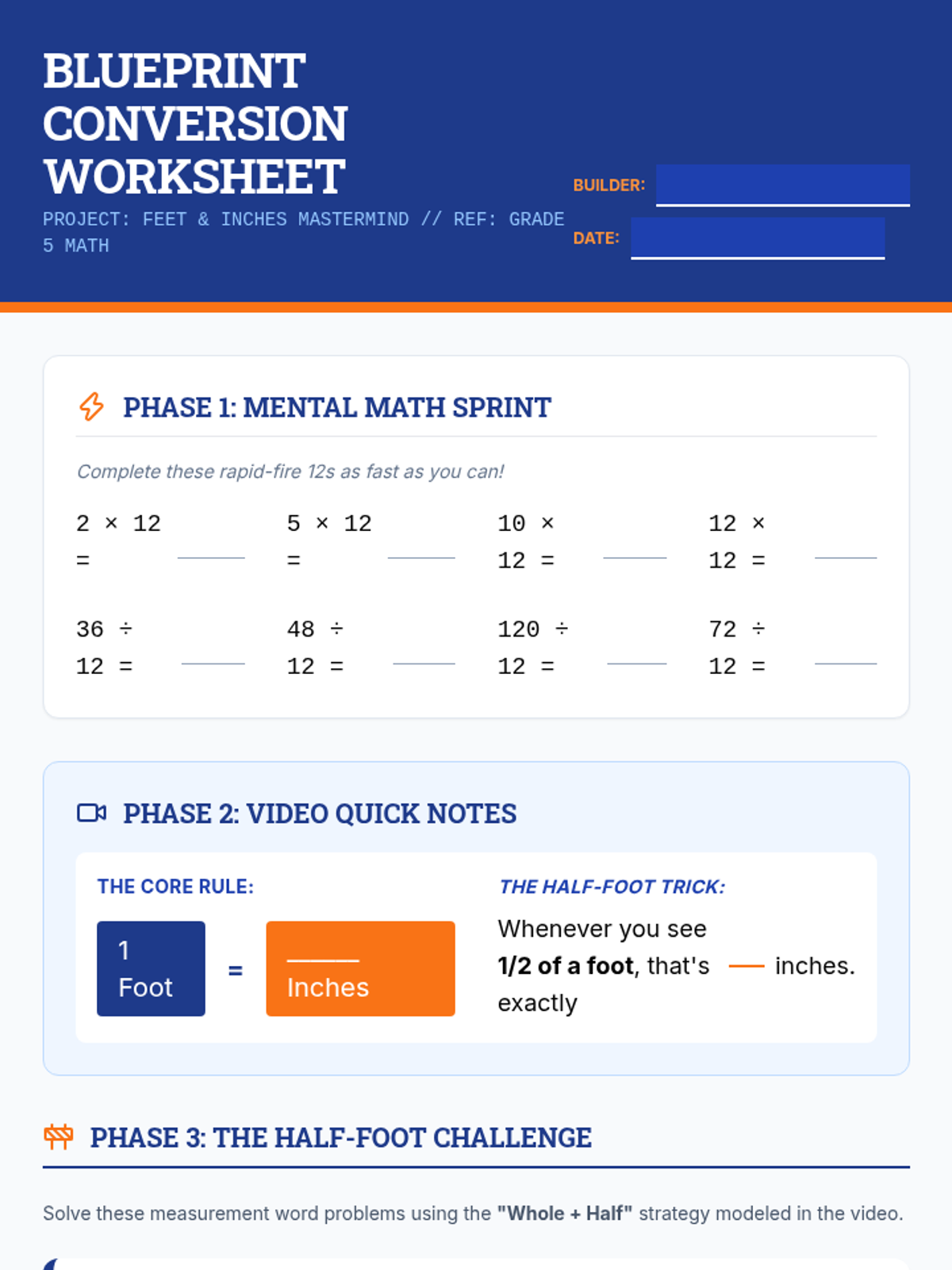 Blueprint Dimensions Worksheet.pdf Blueprint Conversion Worksheet • Material • Lenny Learning