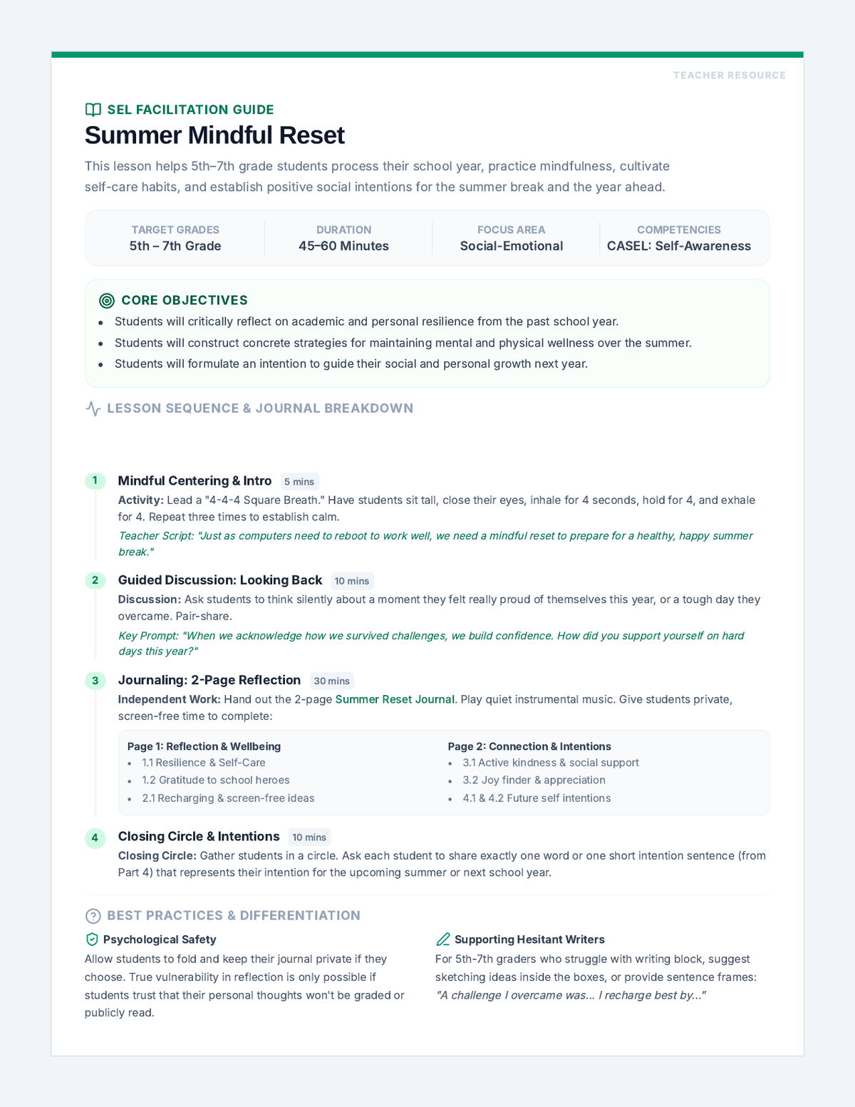 Summer Reset Facilitator Guide page 1