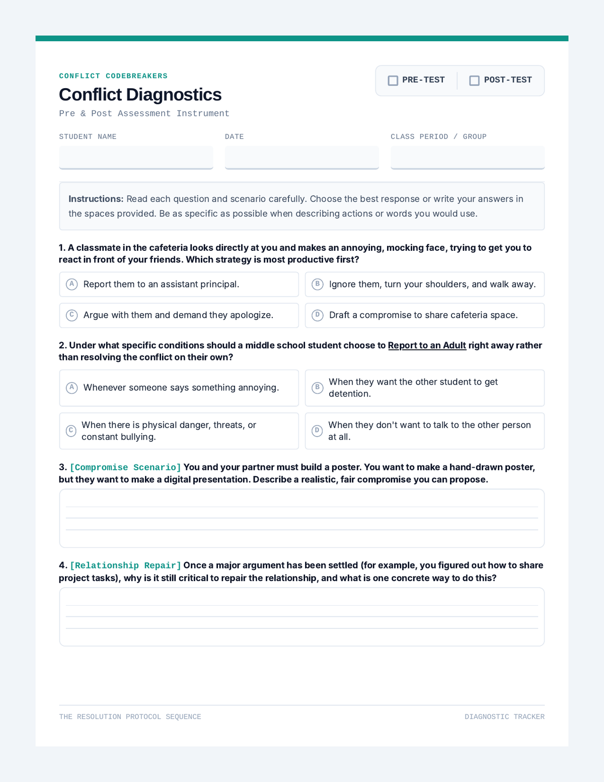 Conflict Diagnostics Test page 1