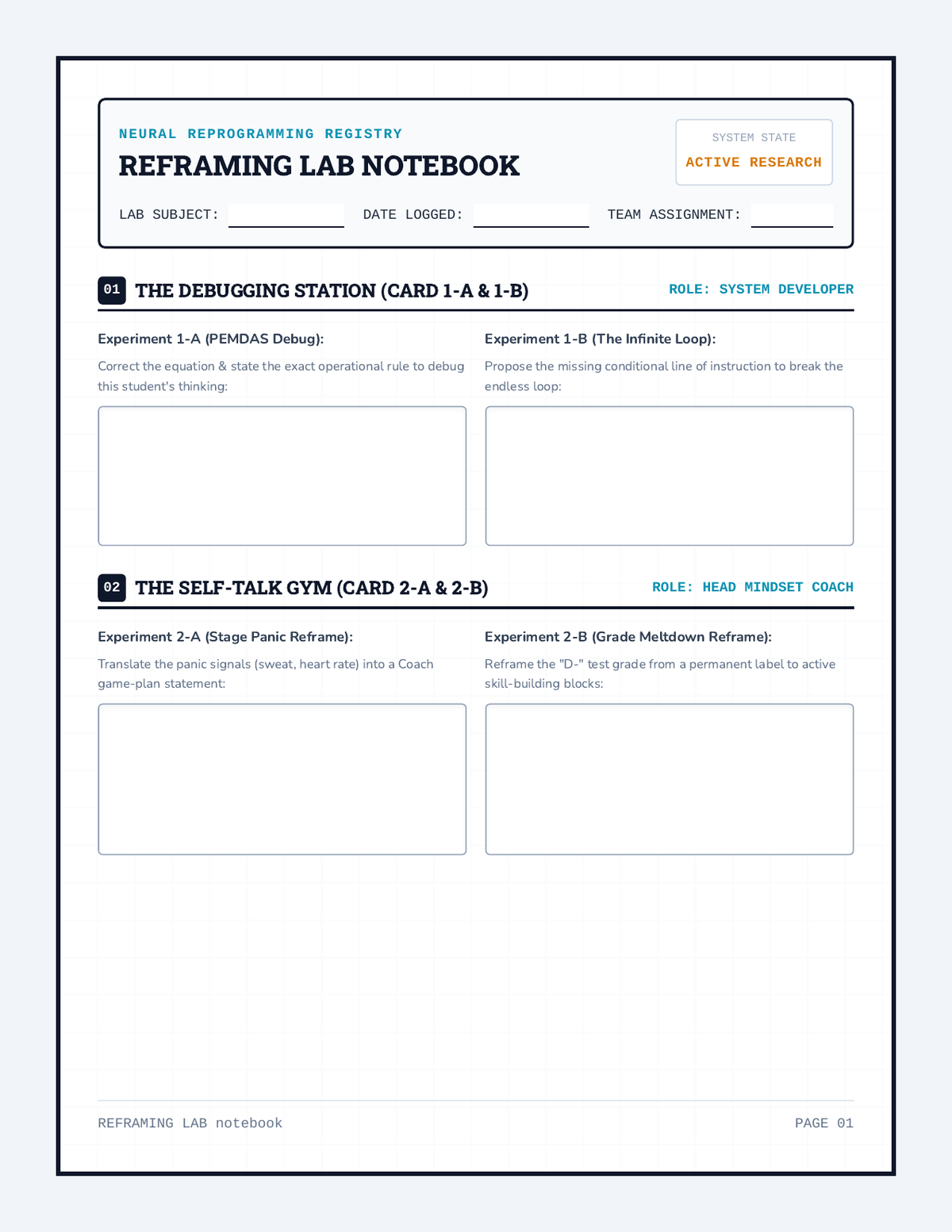 Student Lab Notebook page 1