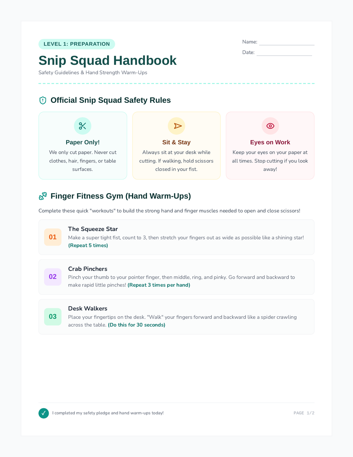 Snip Squad Handbook page 1