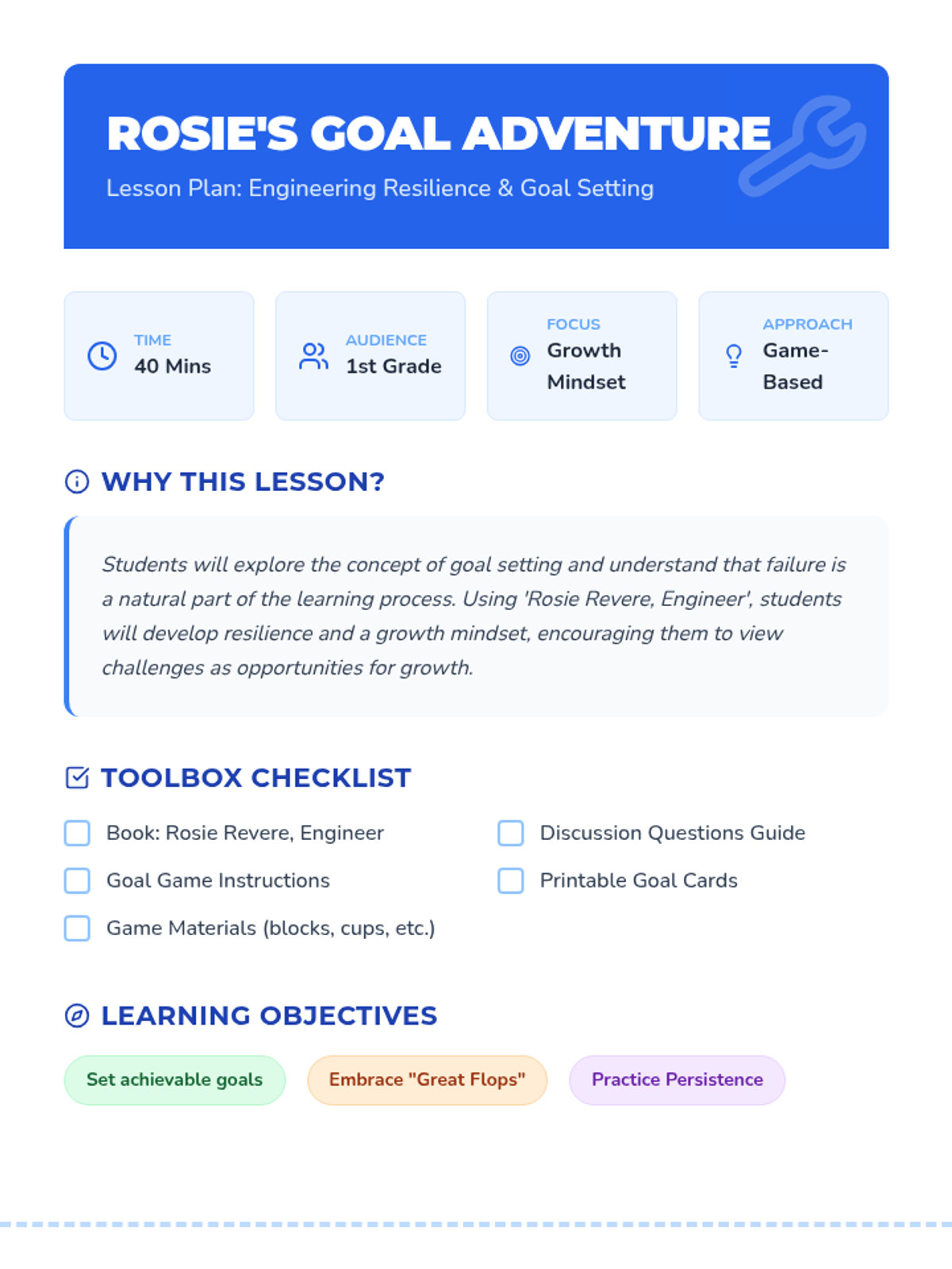 Rosie's Goal Adventure • Lesson • Lenny Learning