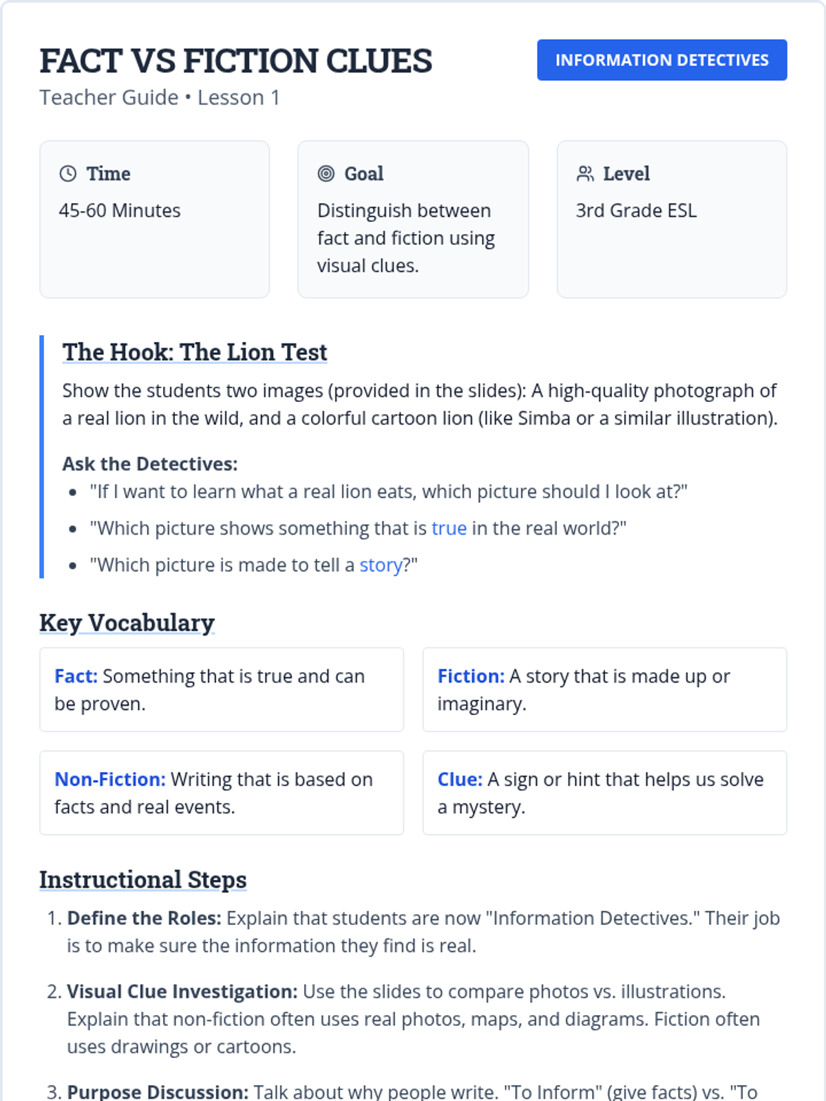 Fact Fiction Teacher Guide