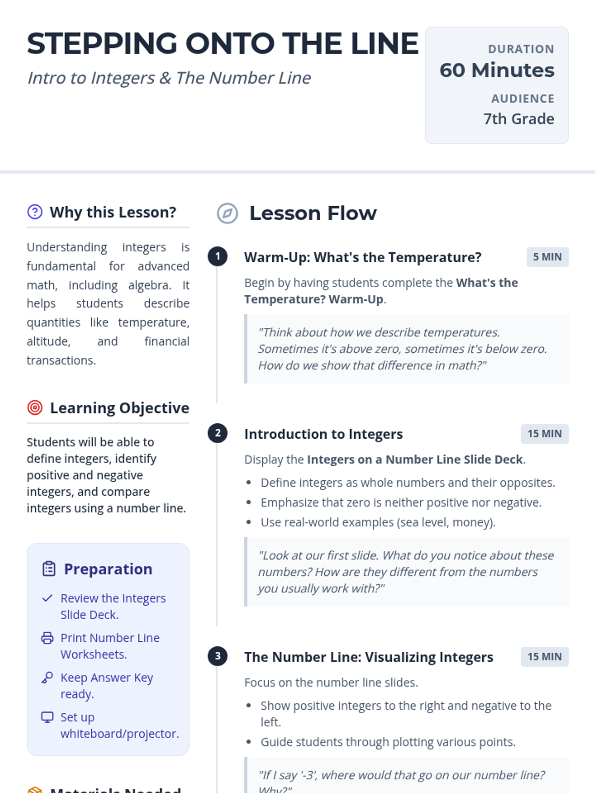 Stepping onto the Line • Lesson • Lenny Learning