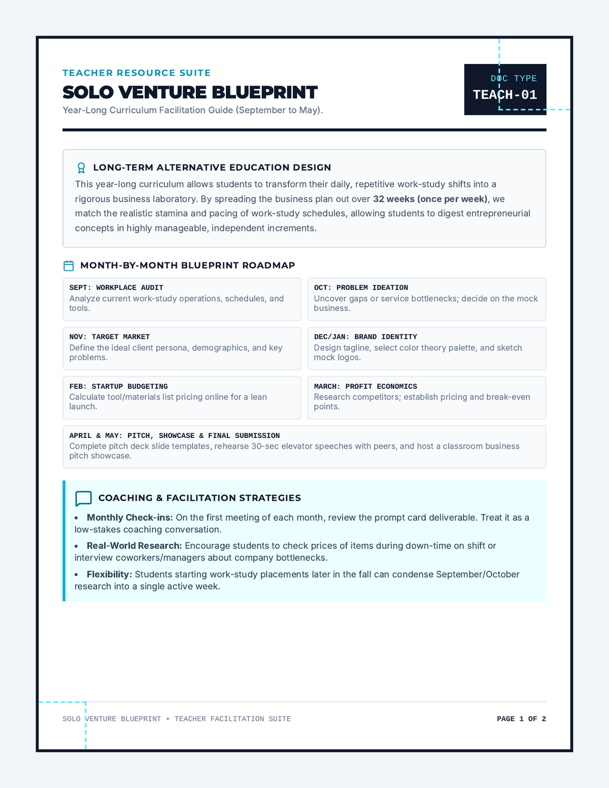 Solo Venture Teacher Guide page 1
